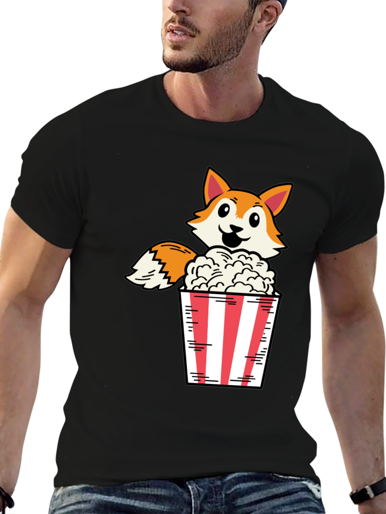 Black Fox Popcorn Black T-Shirt view 6