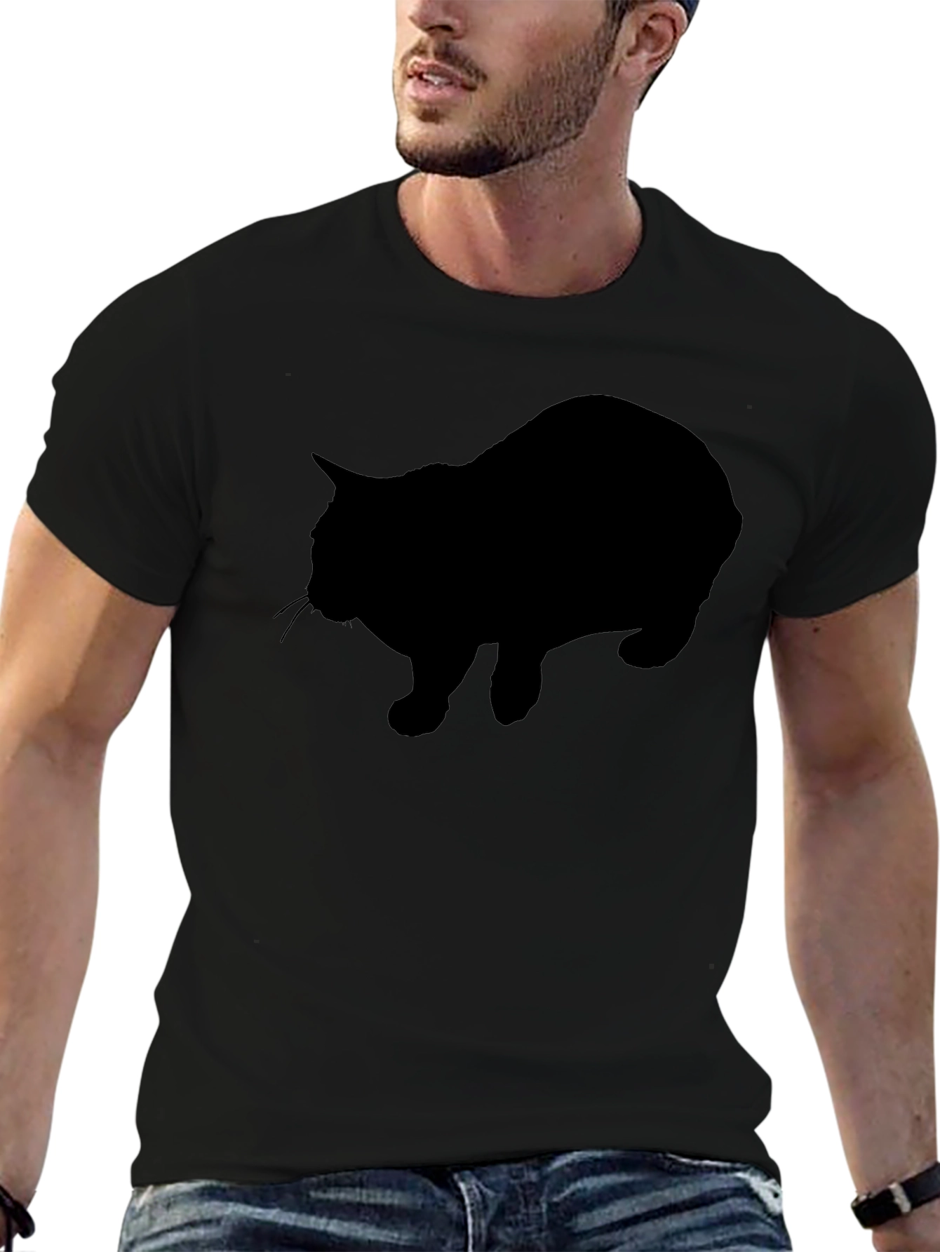 Black Black Cat Silhouette Graphic T-Shirt view 6