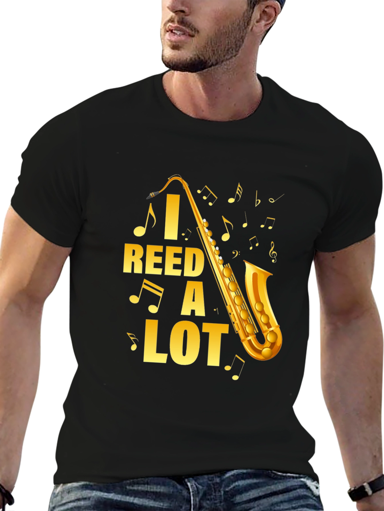 Black I Reed A Lot Saxophone Graphic T-Shirt view 6