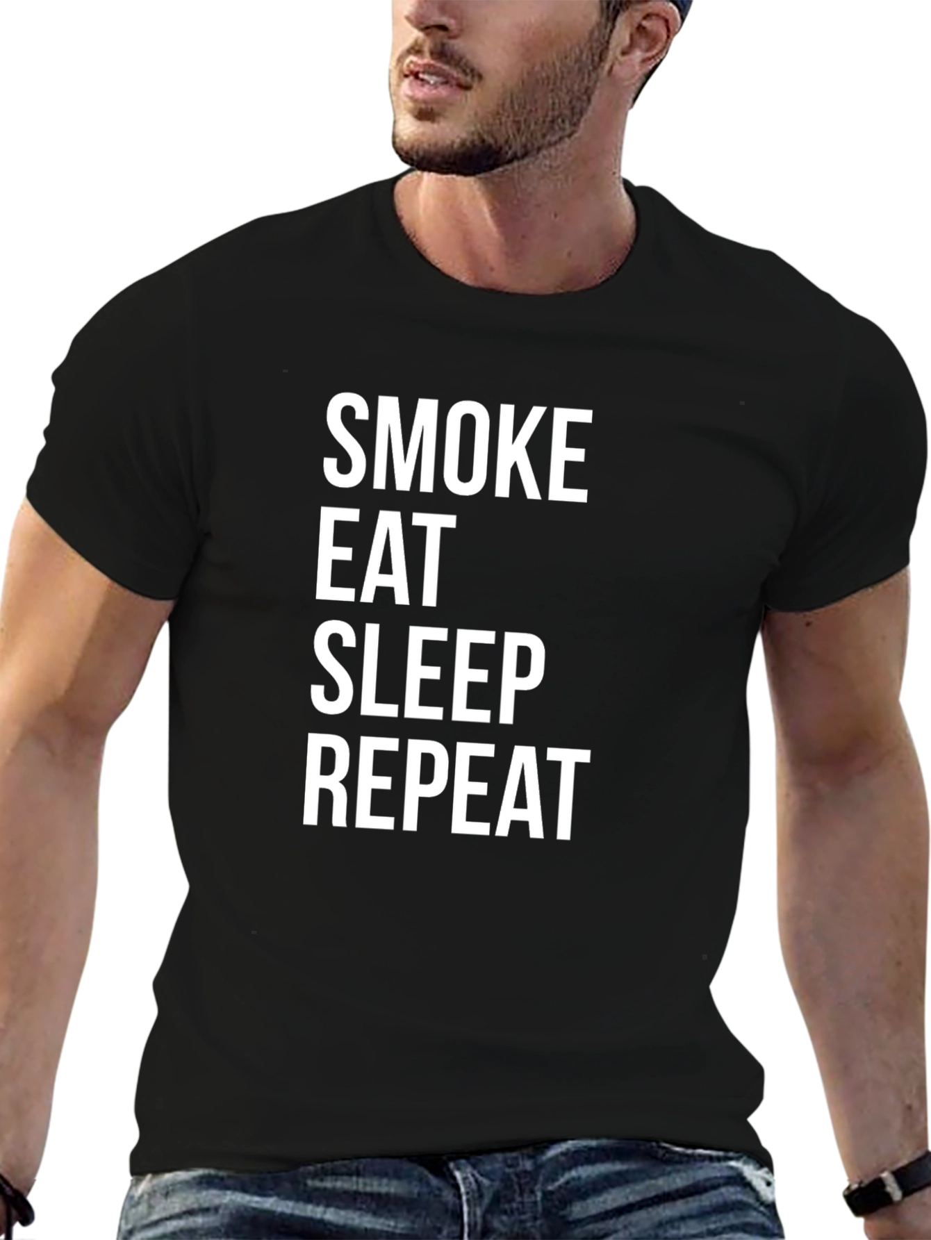 Black Smoke Eat Sleep Repeat Graphic Tee view 6