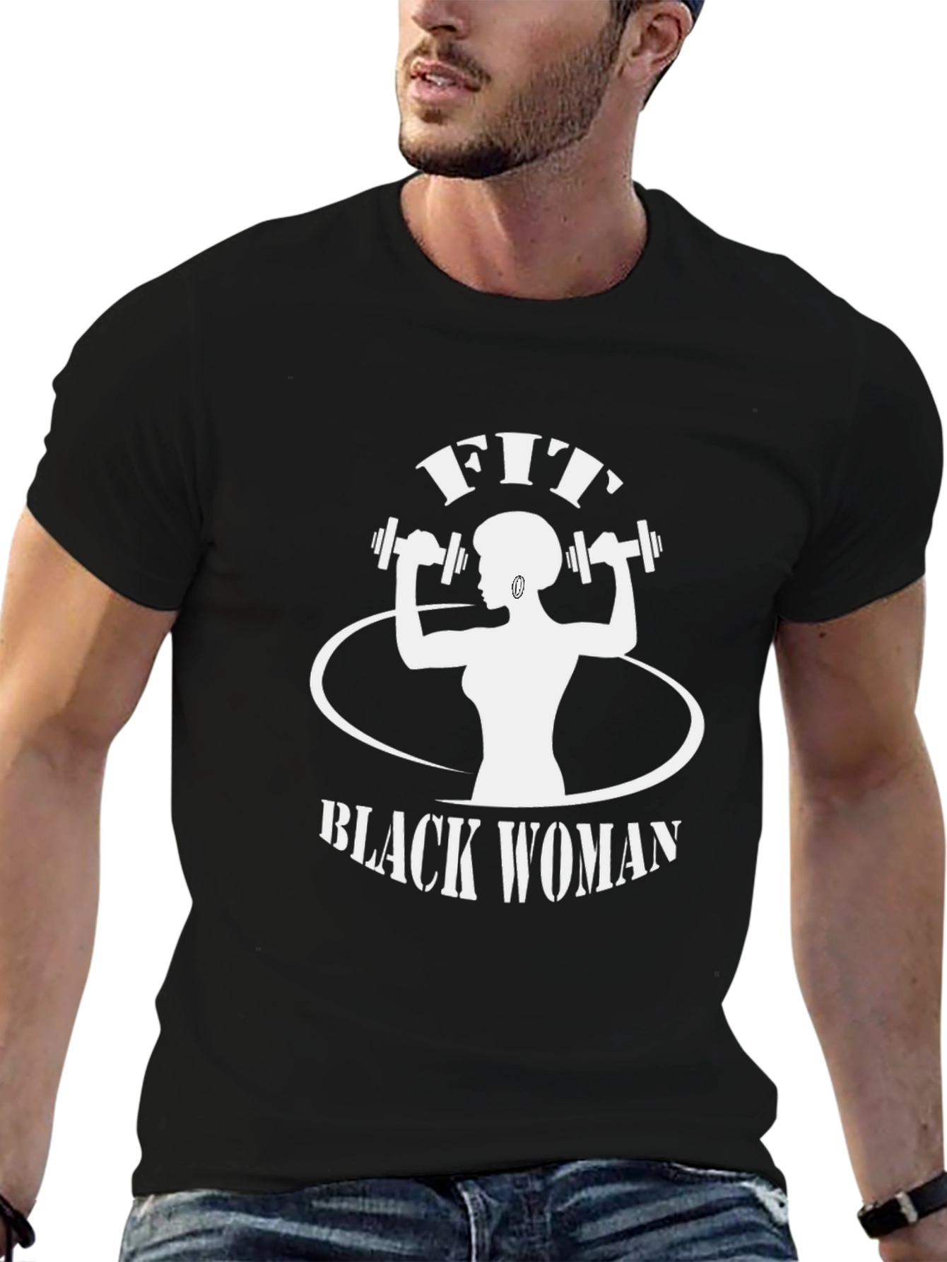 Black Fit Black Woman Graphic T-Shirt - Workout Gym Fitness Tee view 6