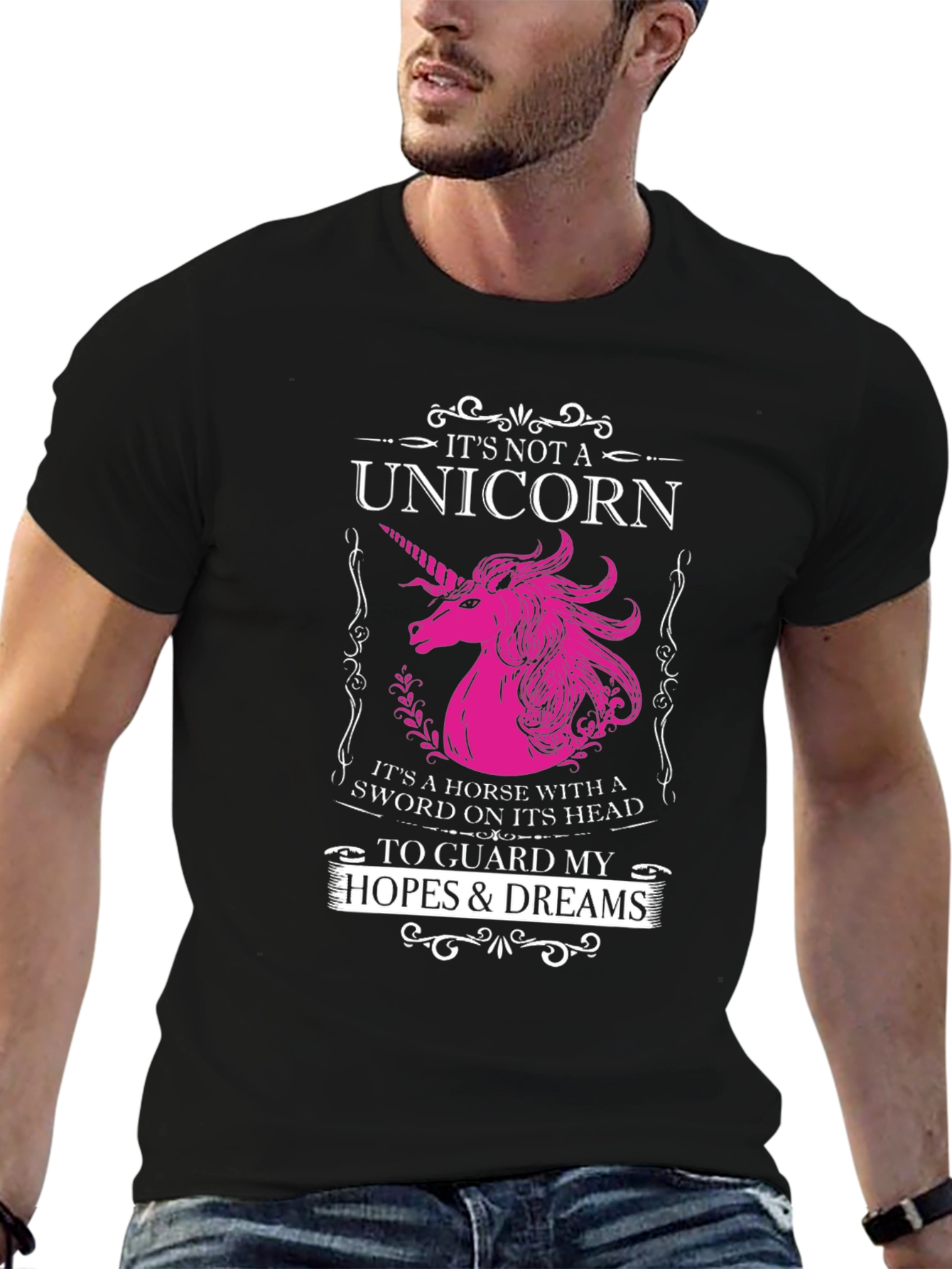Black Unicorn Sword Guard T-Shirt - Hopes & Dreams view 6