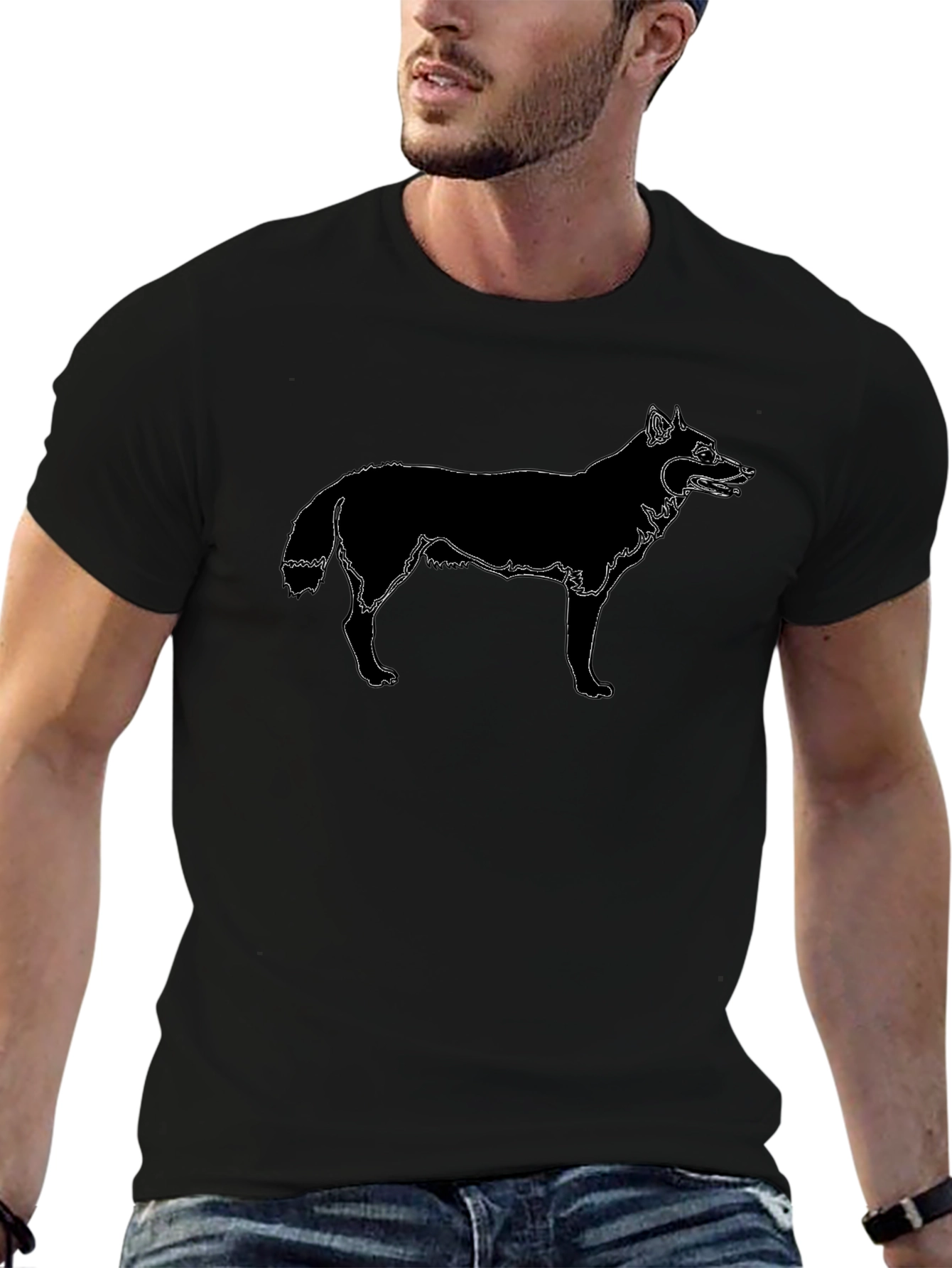 Black Black Wolf Graphic Tee - Modern Style view 6