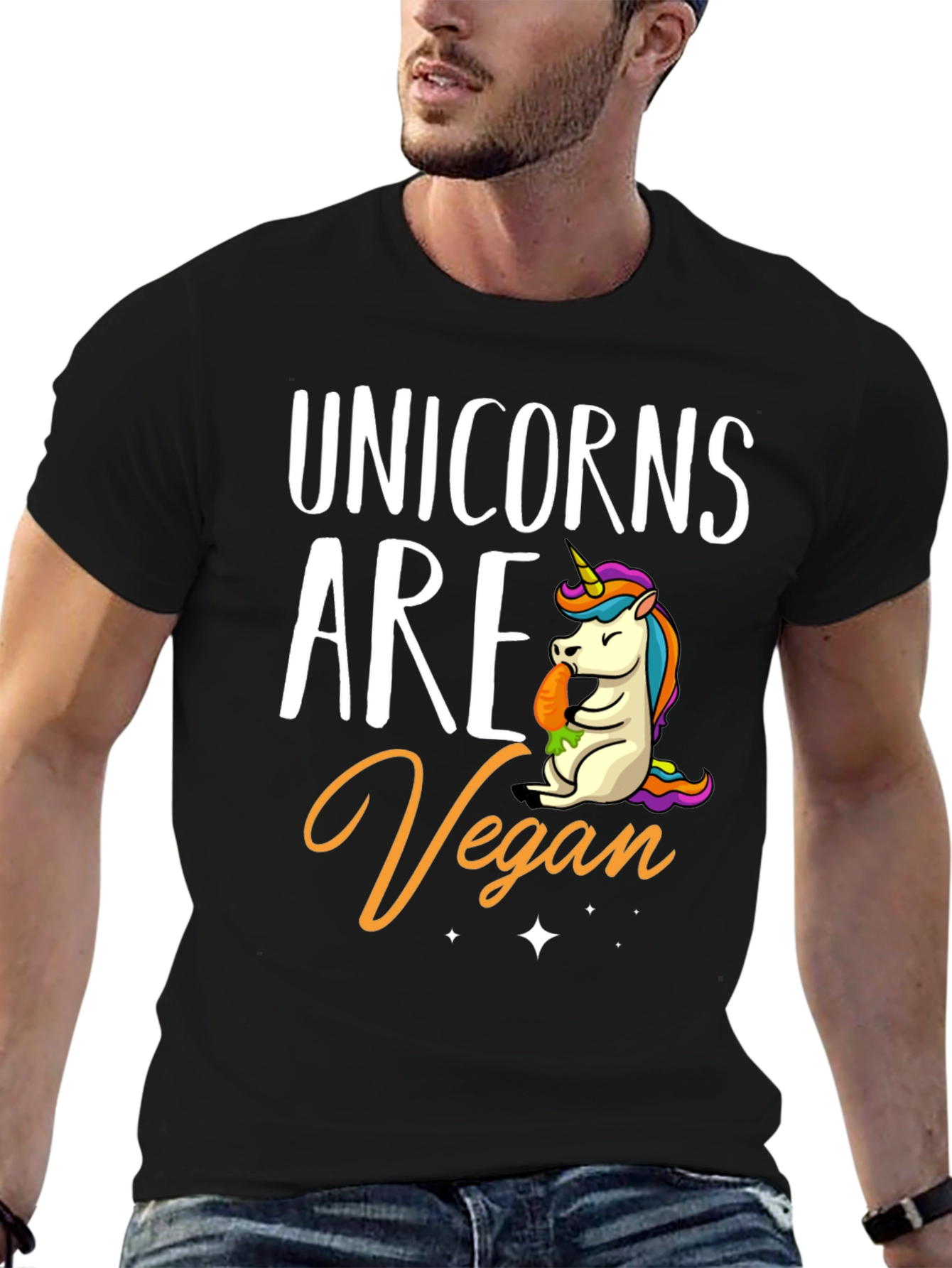 Black Unicorn Vegan T-Shirt - Black Graphic Tee view 6