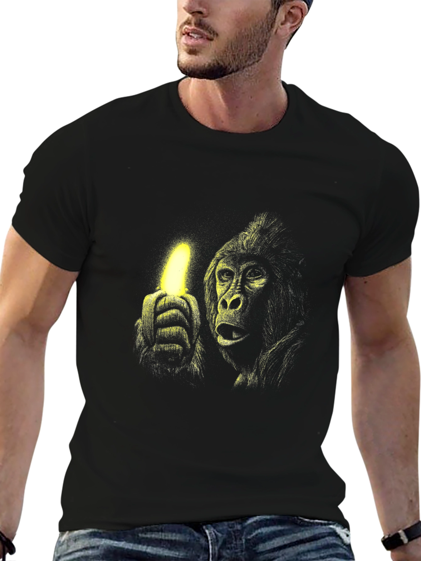 Black Gorilla Banana Glow Black T-Shirt view 6