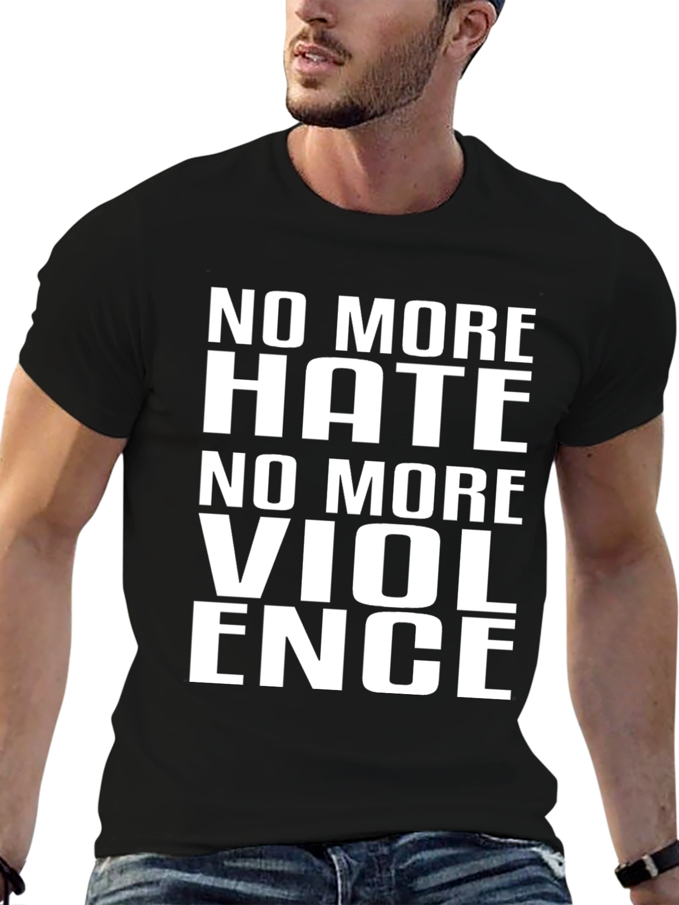 Black No More Hate No More Violence T-Shirt view 6