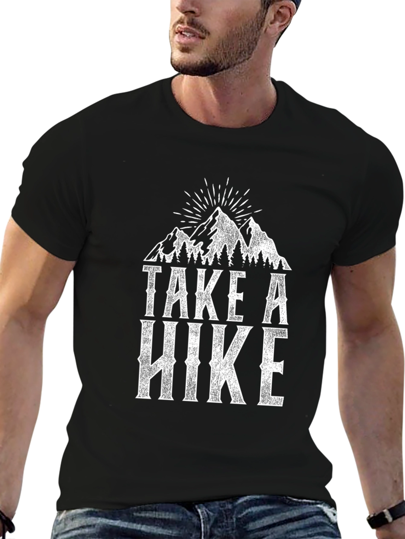 Black Take A Hike Graphic T-Shirt - Mountain Design view 6