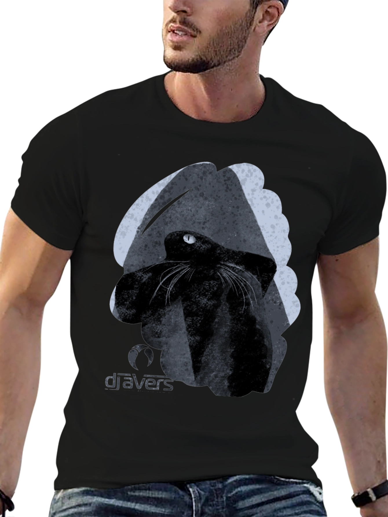 Black Black Cat Graphic Tee - Cool Artistic Design view 6