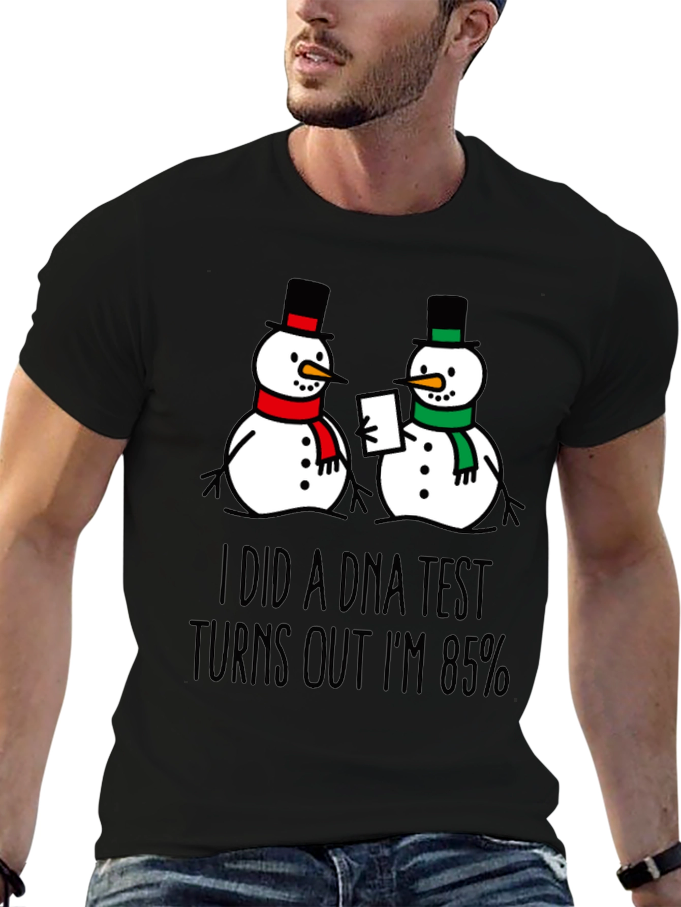 Black DNA Test Snowman Graphic Tee view 6