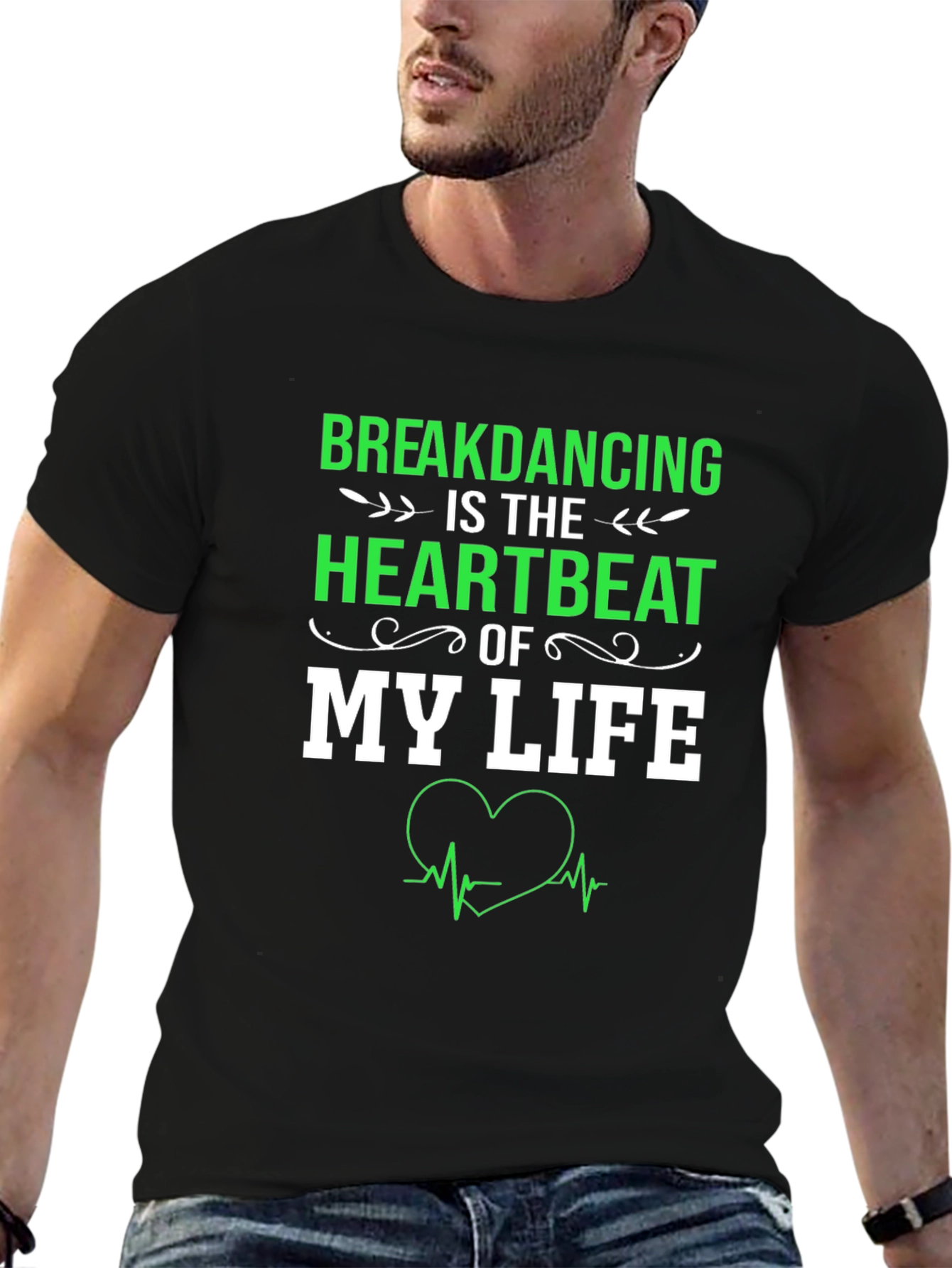 Black Breakdancing Heartbeat T-Shirt view 6