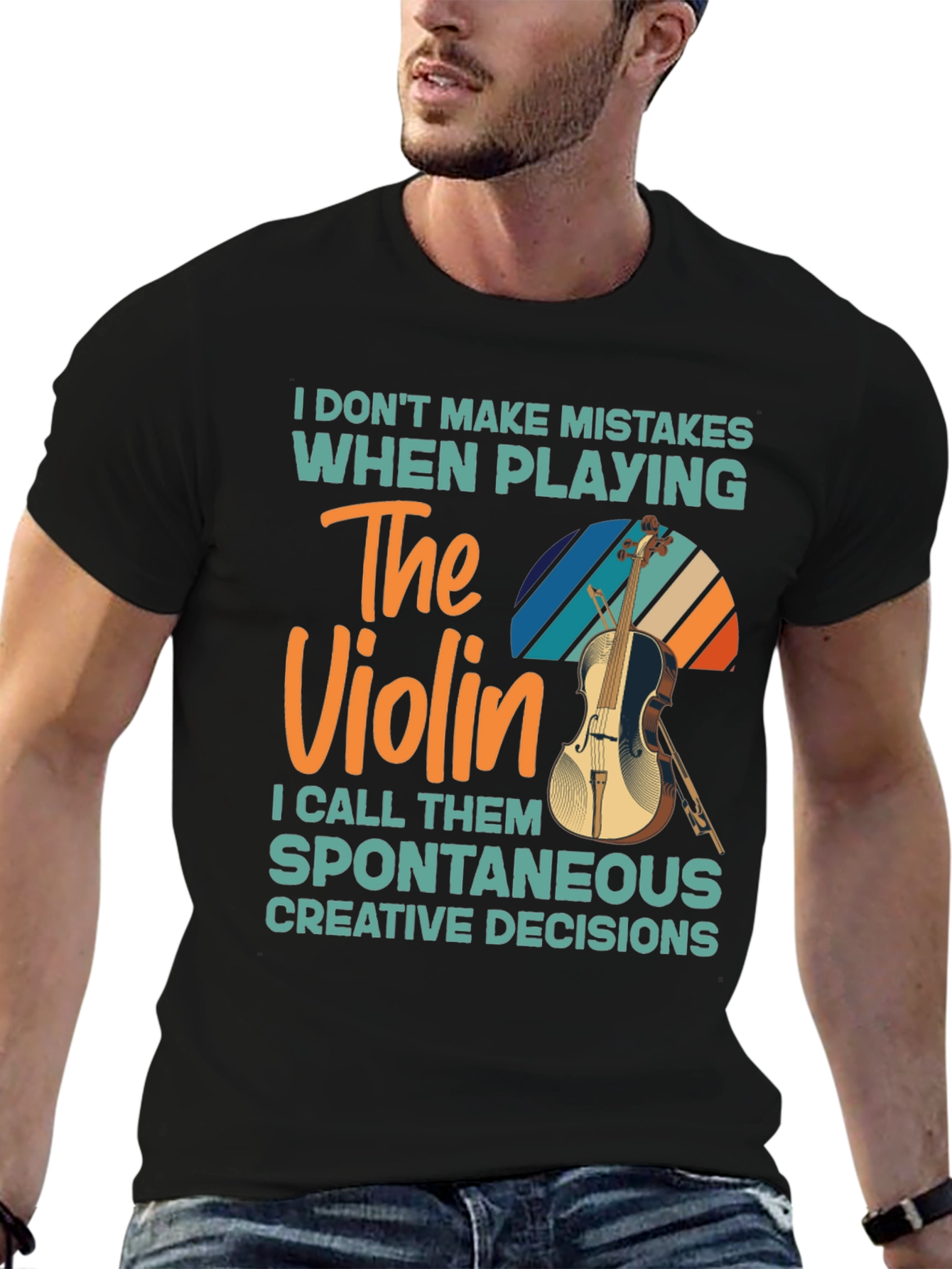 Black Violin Player T-Shirt - No Mistakes Just Creative Decisions view 6