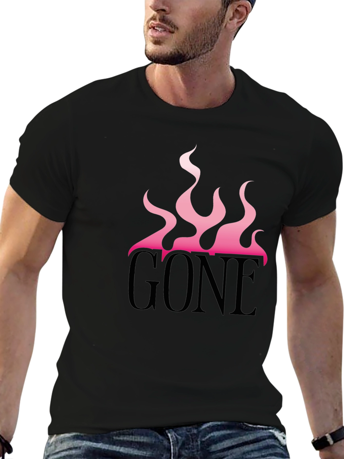 Black GONE Graphic Tee - Pink Flames Black T-Shirt view 6