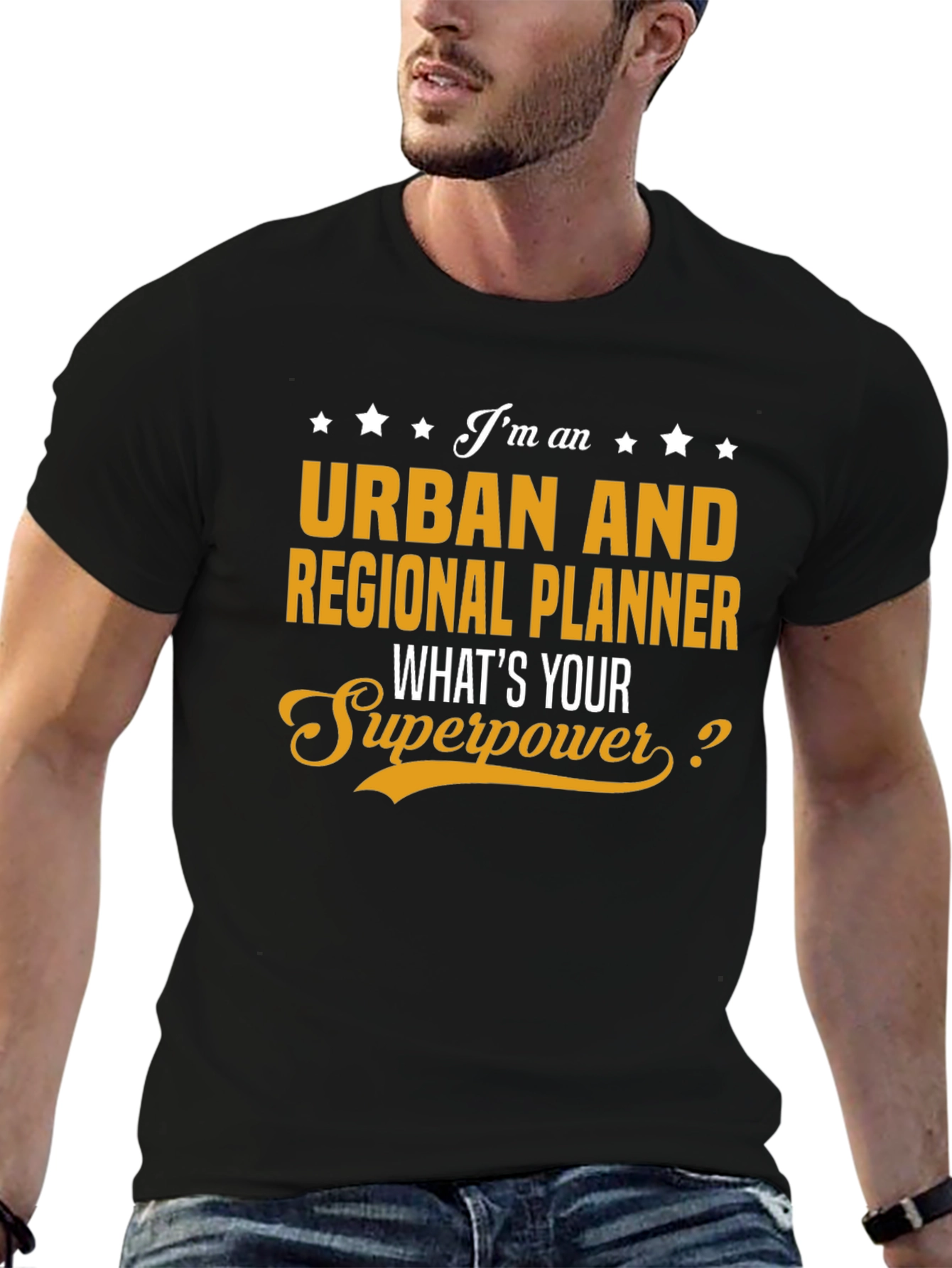 Black Urban Planner Superpower Black T-Shirt view 6