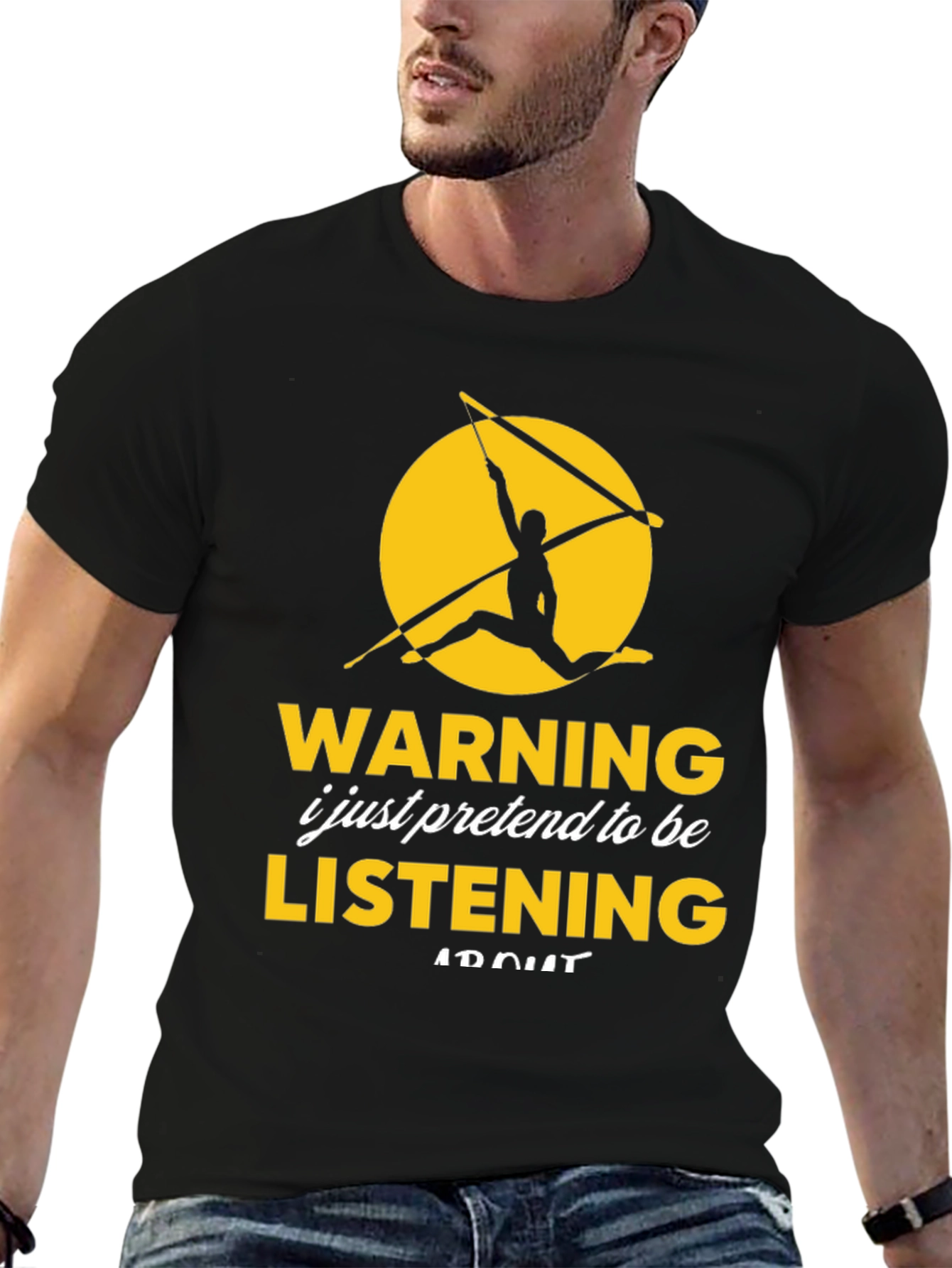 Black Warning I Pretend Listening T-Shirt view 6