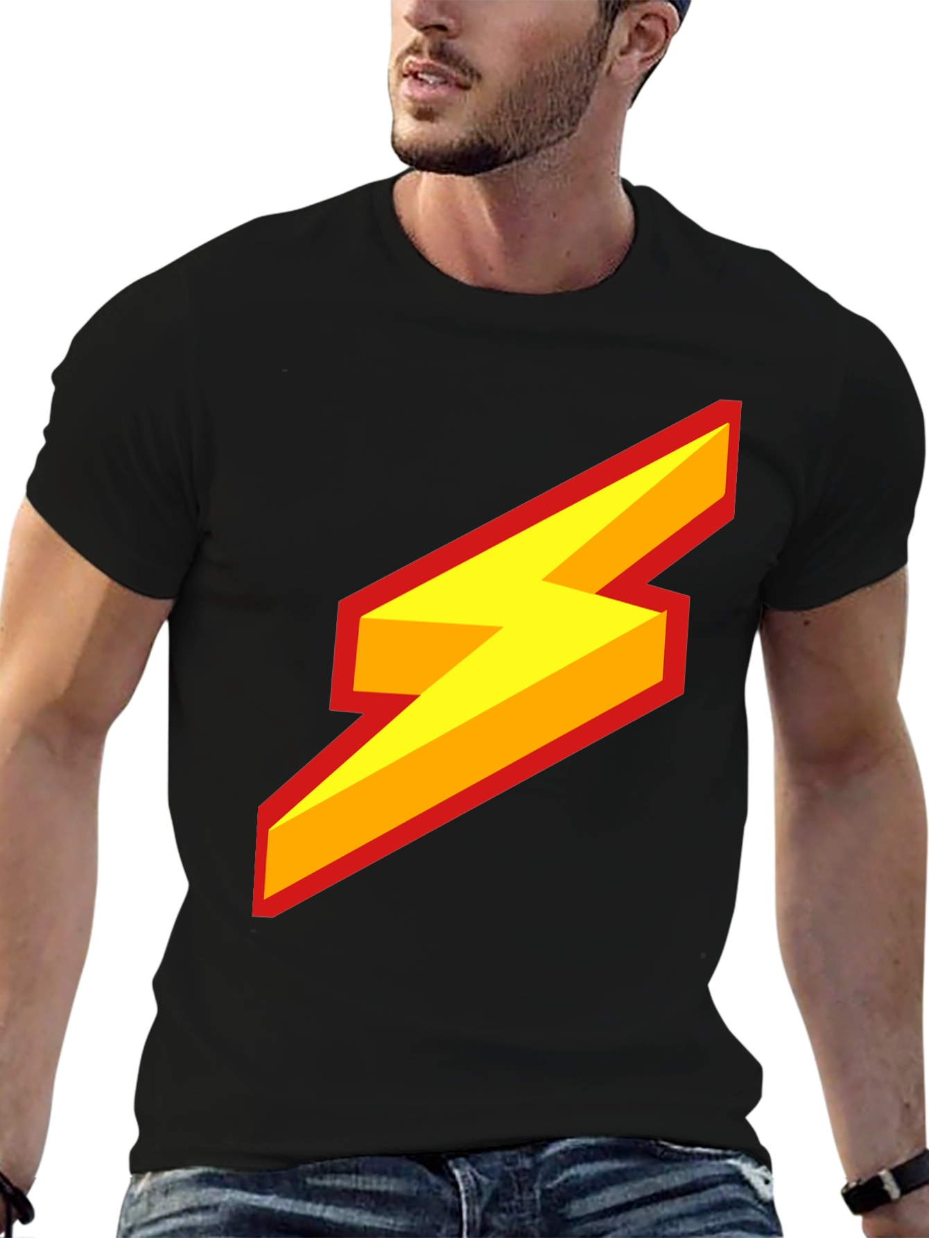 Black Lightning Bolt Graphic Tee - Bold Style view 6
