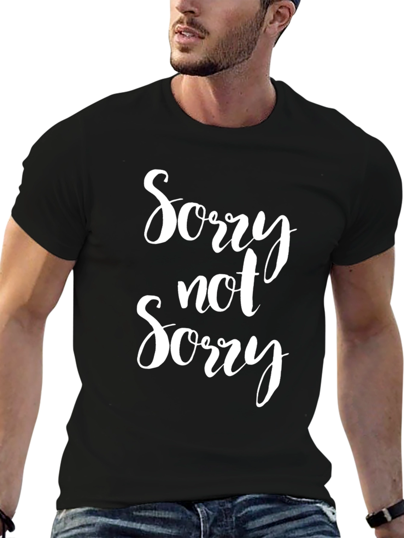 Black Sorry Not Sorry Graphic Black T-Shirt view 6