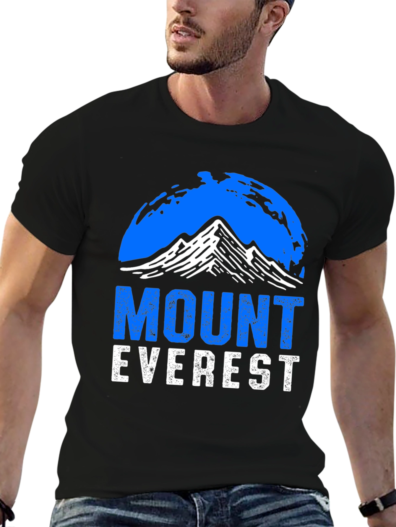 Black Mount Everest Graphic Tee - Black Cotton Casual Shirt view 6