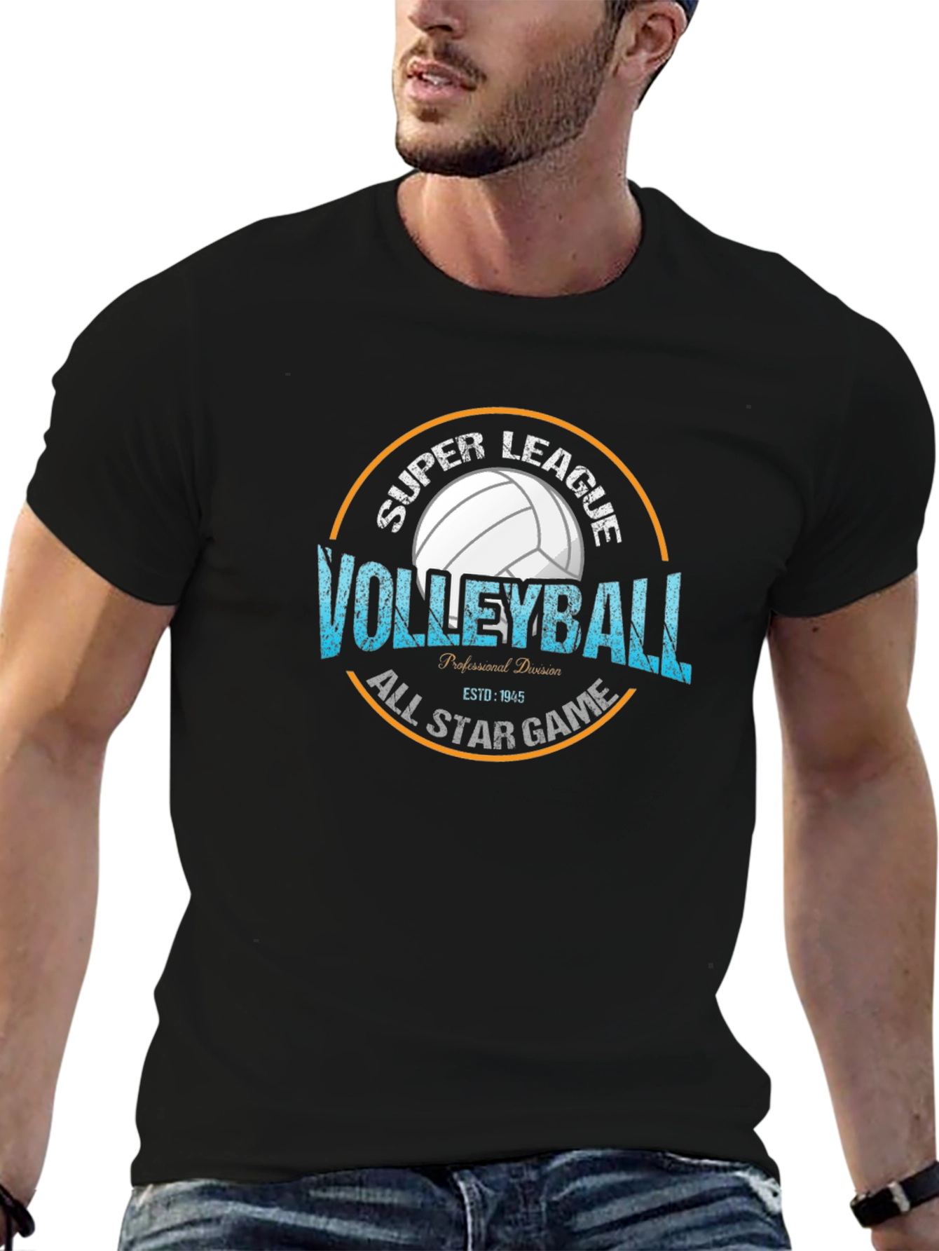 Black Volleyball Super League All Star Game T-Shirt view 6