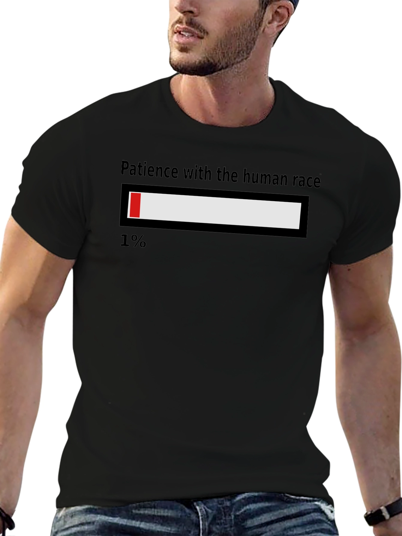 Black Funny Patience Loading Bar T-Shirt view 6