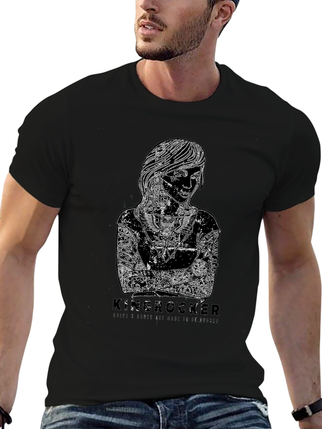 Black Kinserocker Graphic Print Black T-Shirt view 6