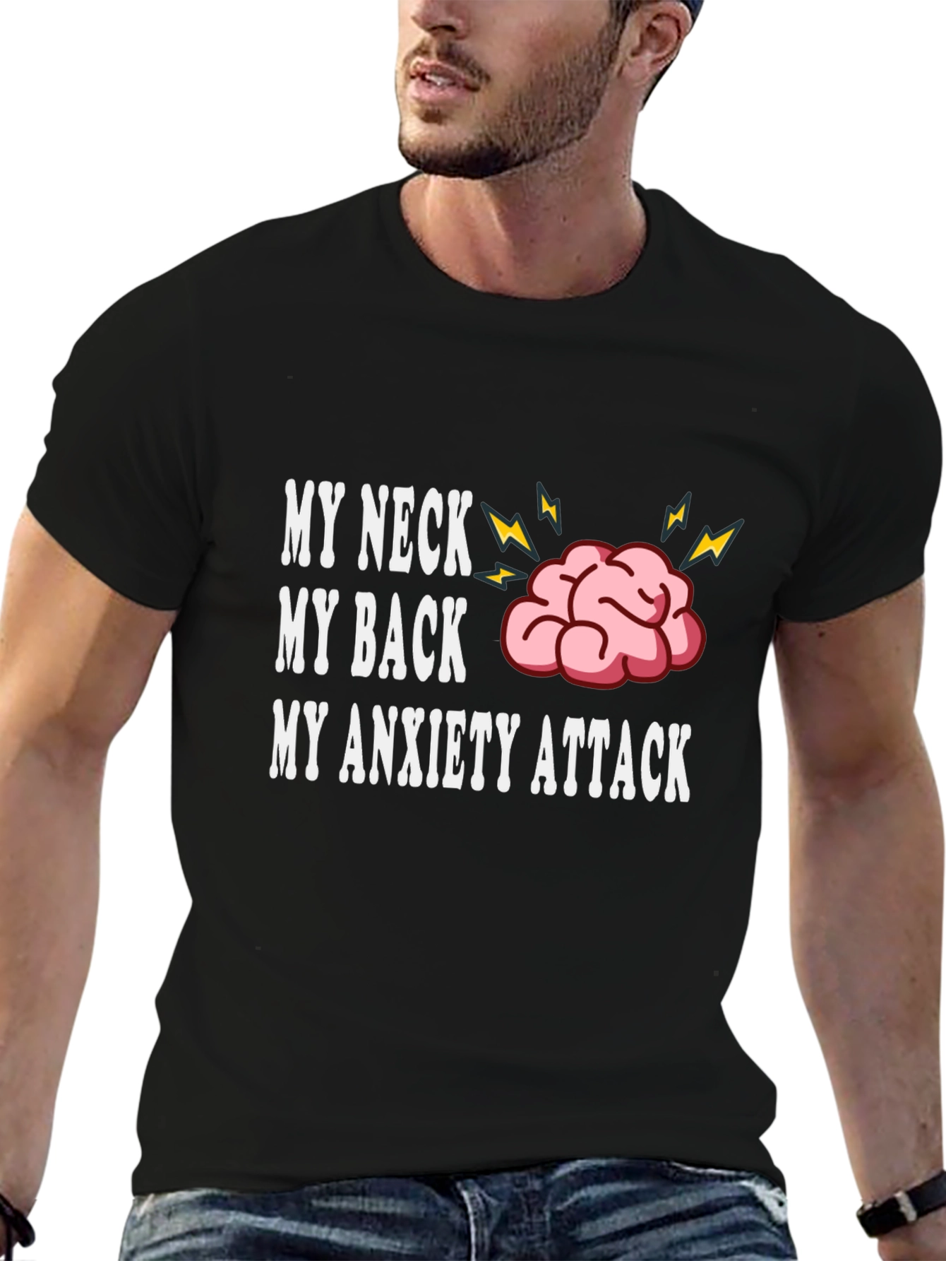 Black My Neck, My Back, My Anxiety Attack Graphic Tee view 6