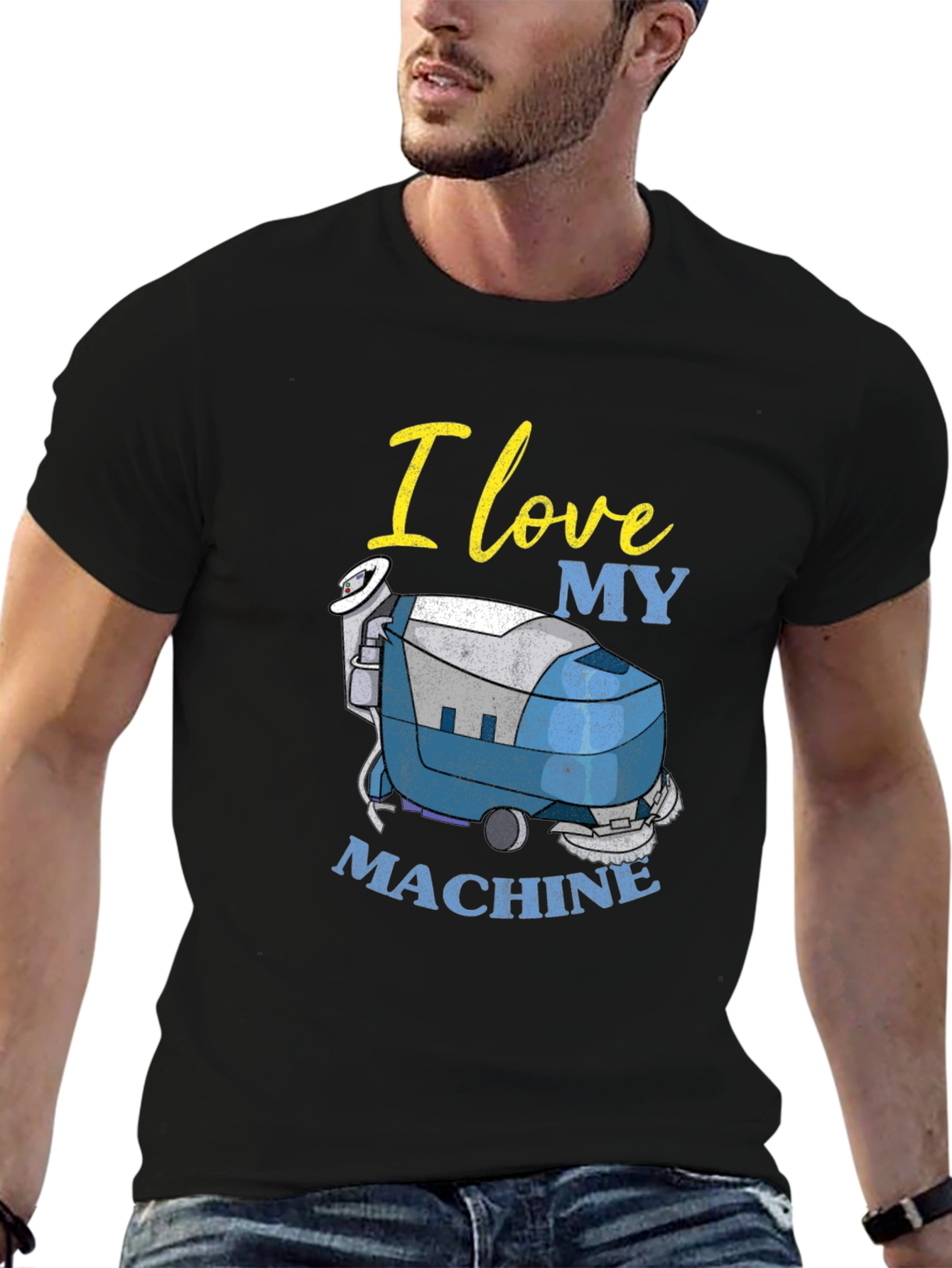 Black I Love My Machine T-Shirt - Cleaning Crew Apparel view 6
