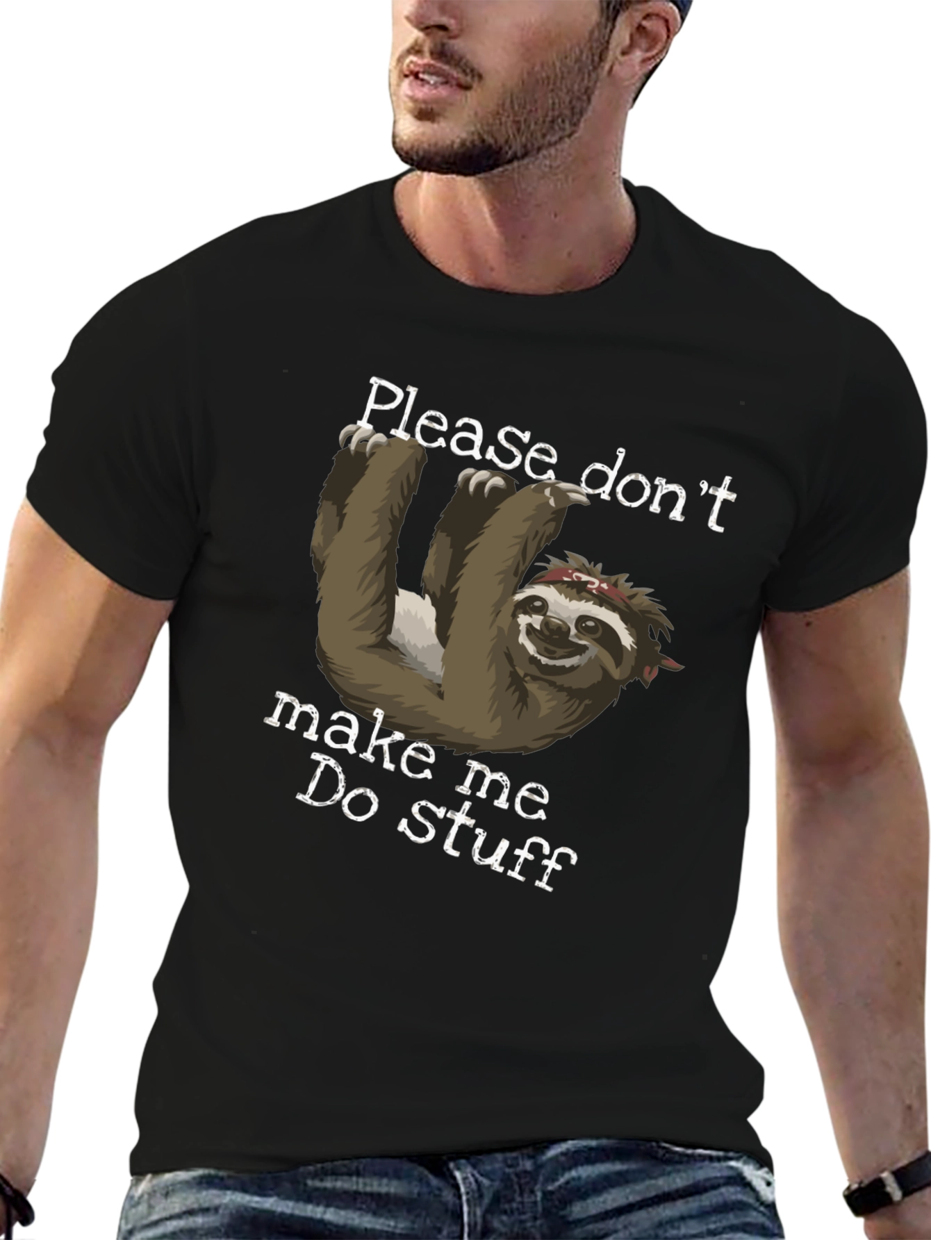 Black Sloth Graphic Tee - Please Don't Make Me Do Stuff view 6