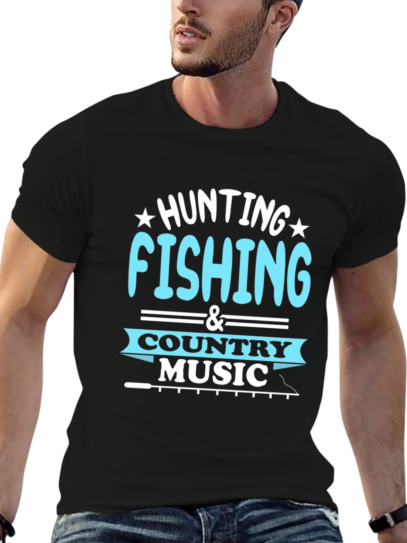 Black Hunting Fishing Country Music T-Shirt view 6