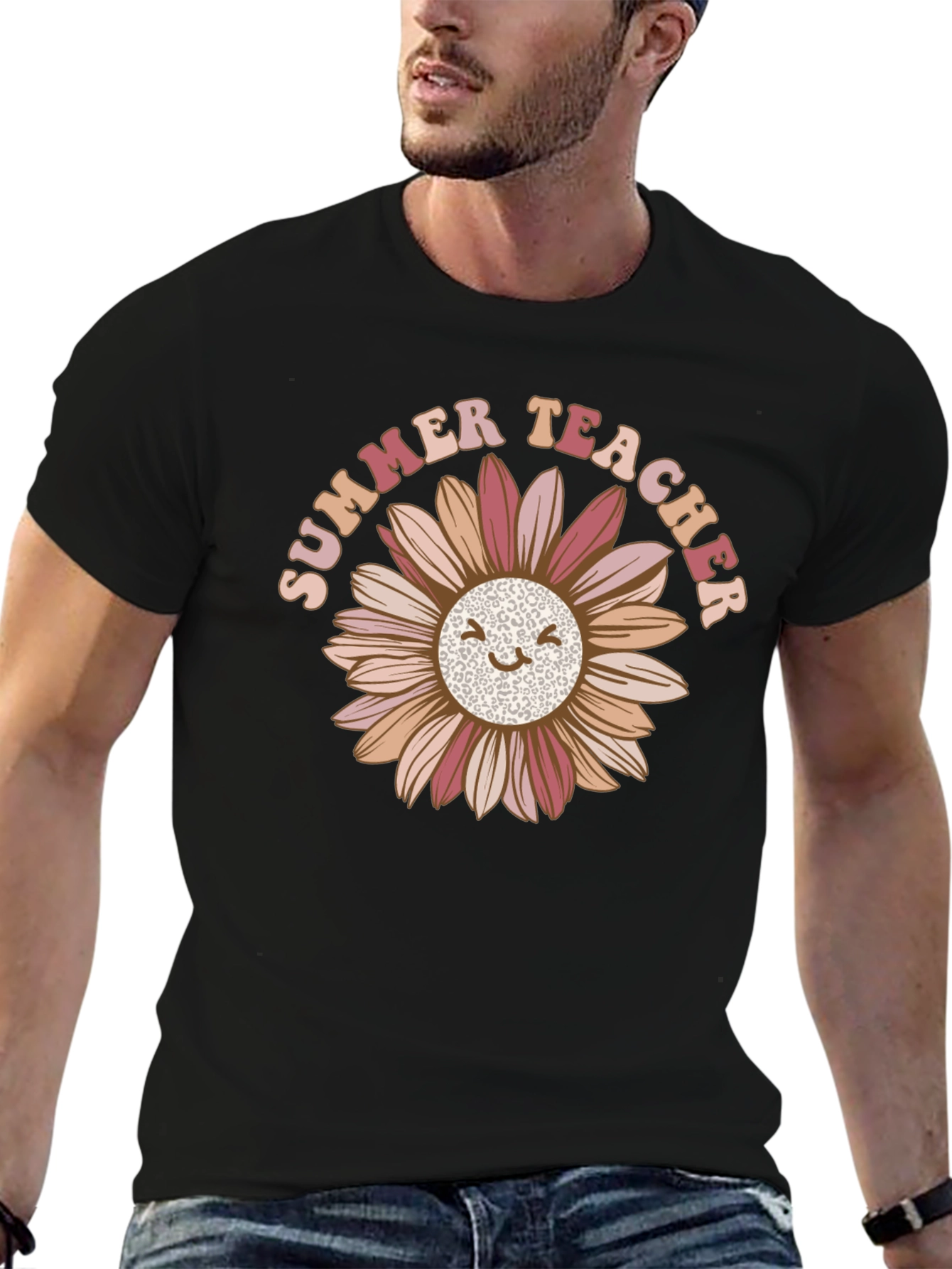 Black Summer Teacher Graphic Tee - Floral Design view 6