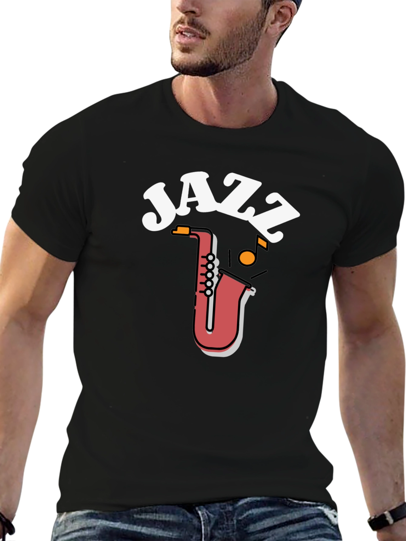 Black Jazz Saxophone Graphic Tee view 6