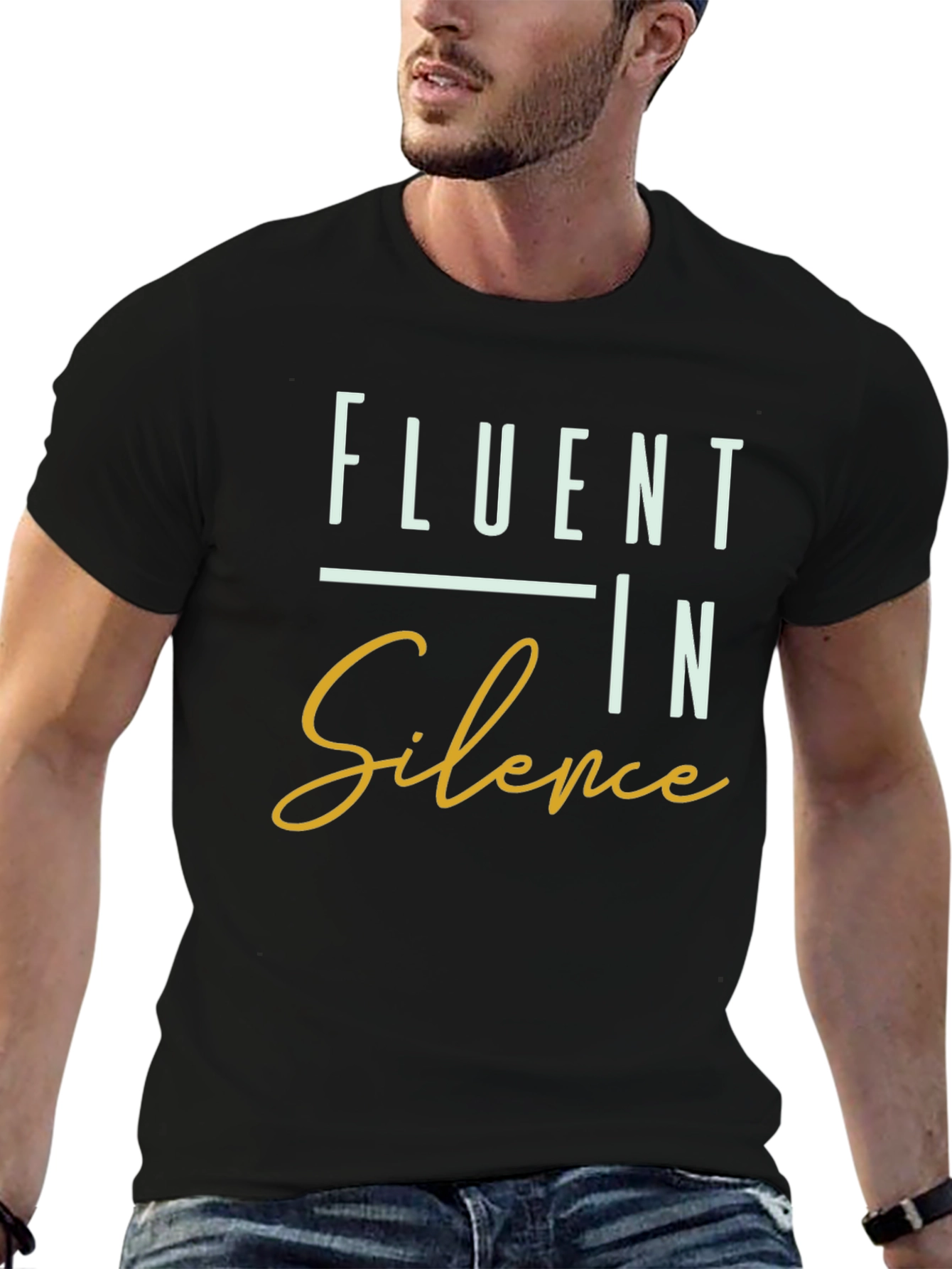 Black Fluent In Silence Graphic T-Shirt - Black view 6