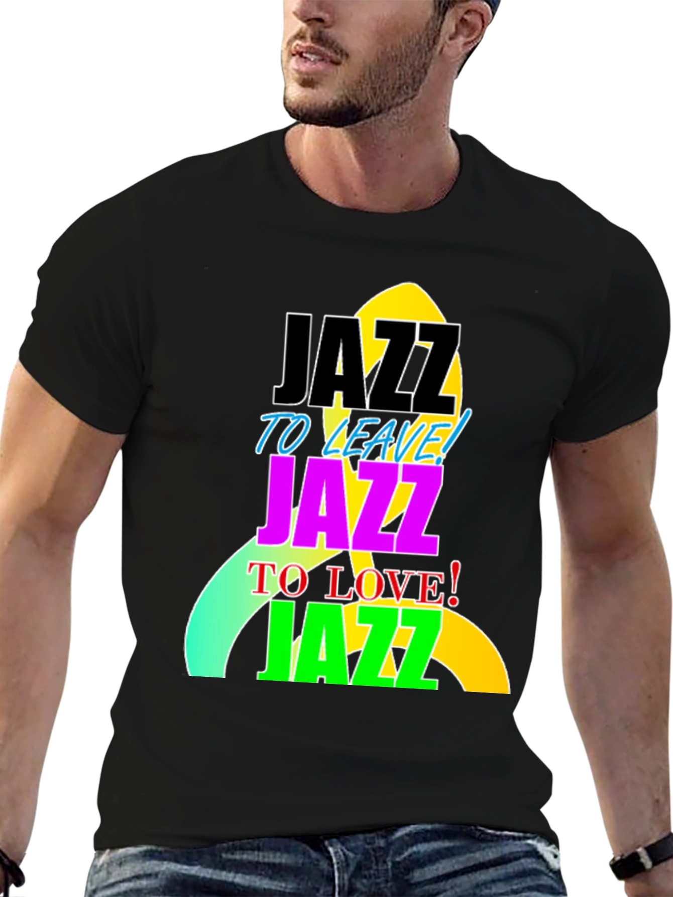 Black Jazz to Leave, Love, Jazz T-Shirt view 6