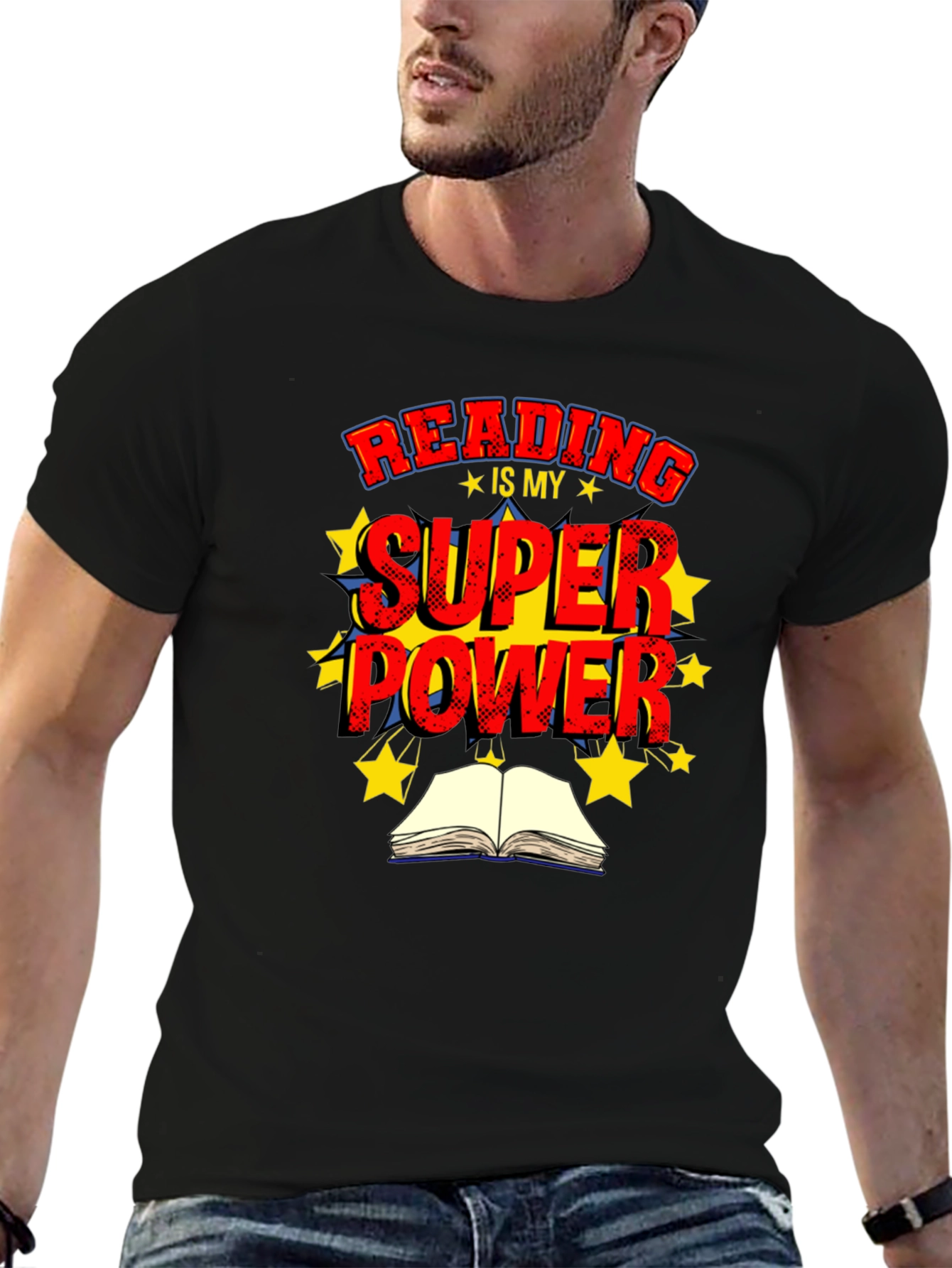 Black Reading is My Superpower Graphic T-Shirt view 6