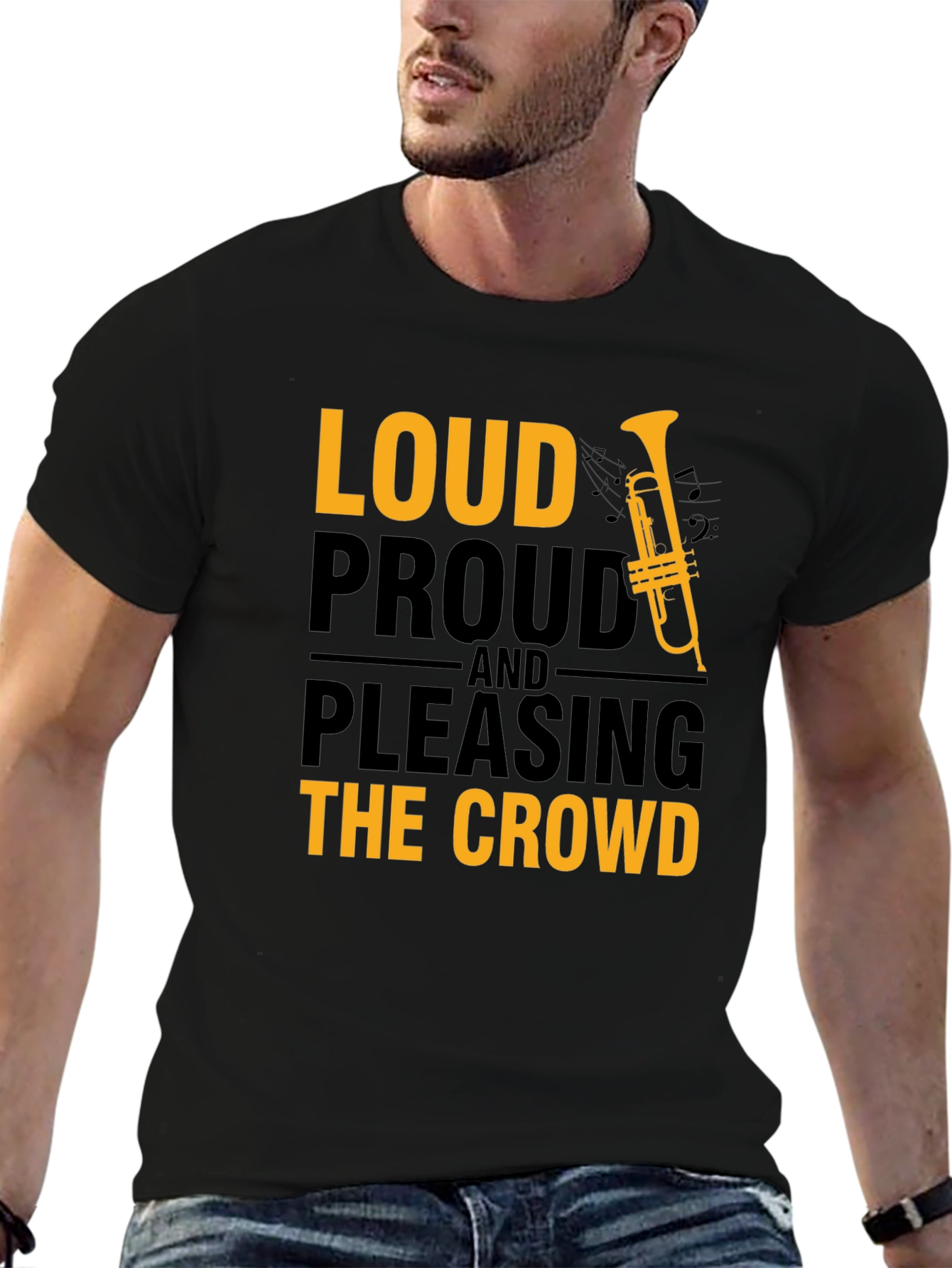 Black Loud Proud T-Shirt - Musician Graphic Tee view 6
