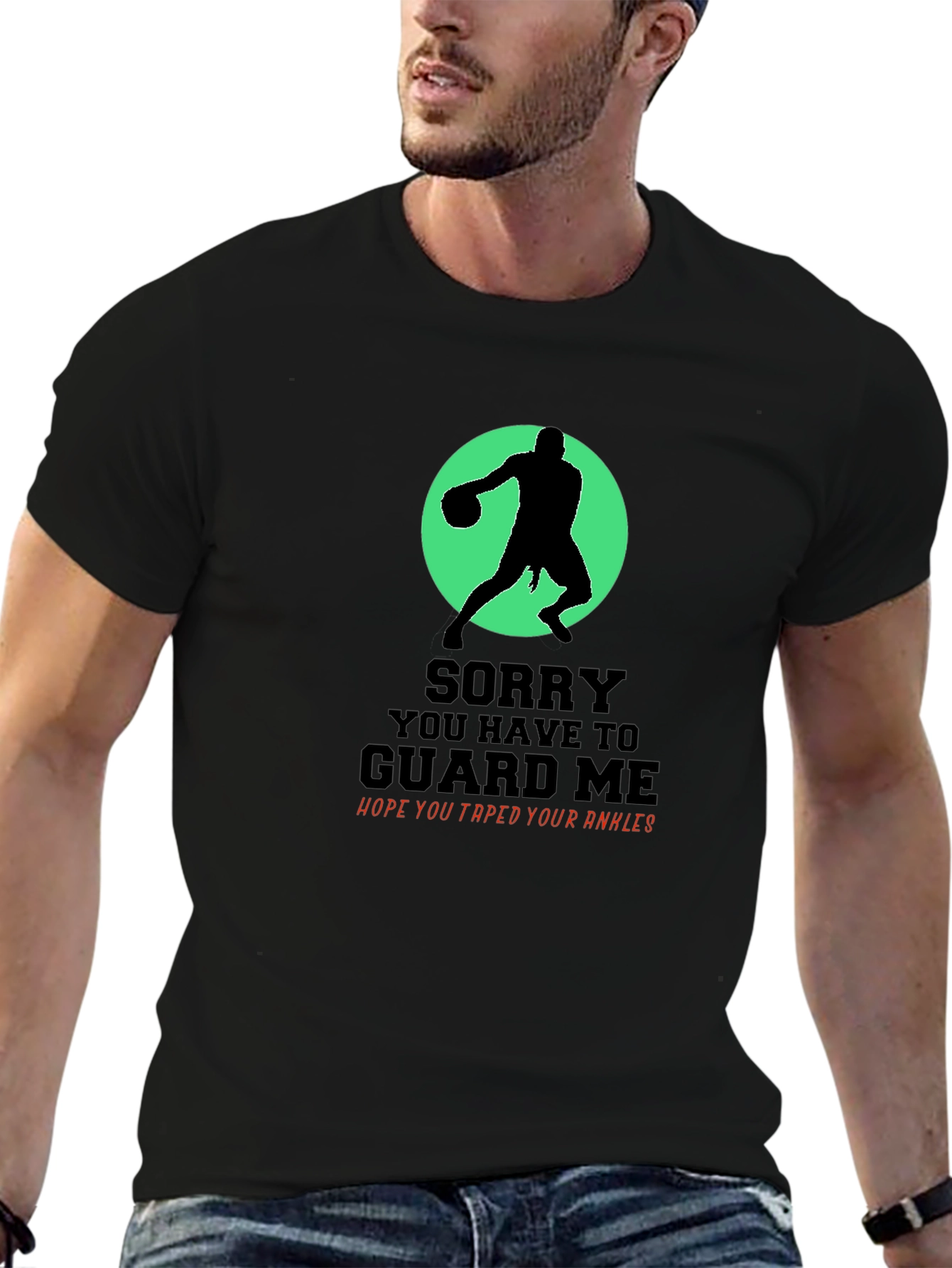 Black Basketball Graphic Tee - Sorry You Have To Guard Me view 6