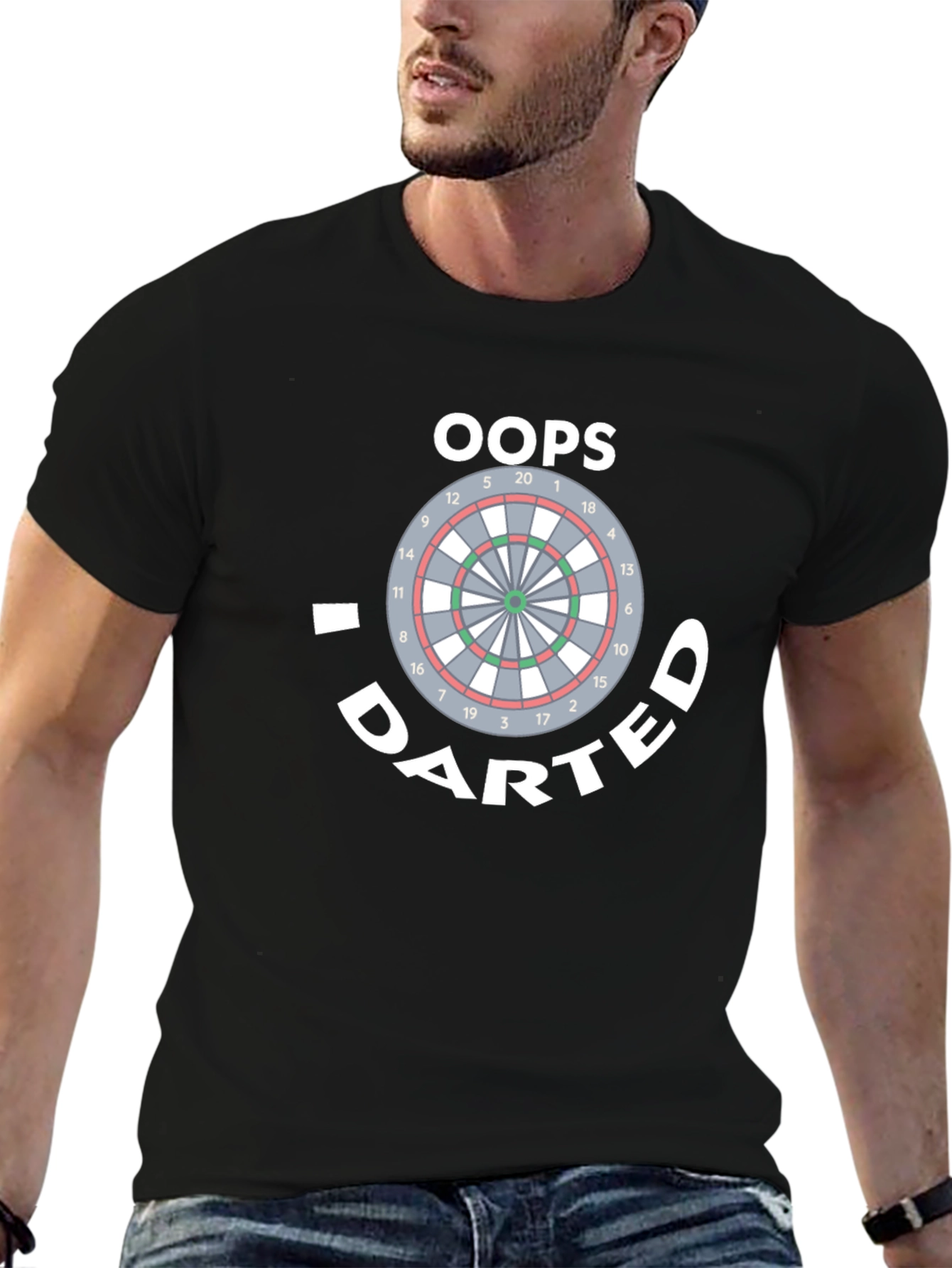 Black Oops I Darted Dartboard T-Shirt view 6