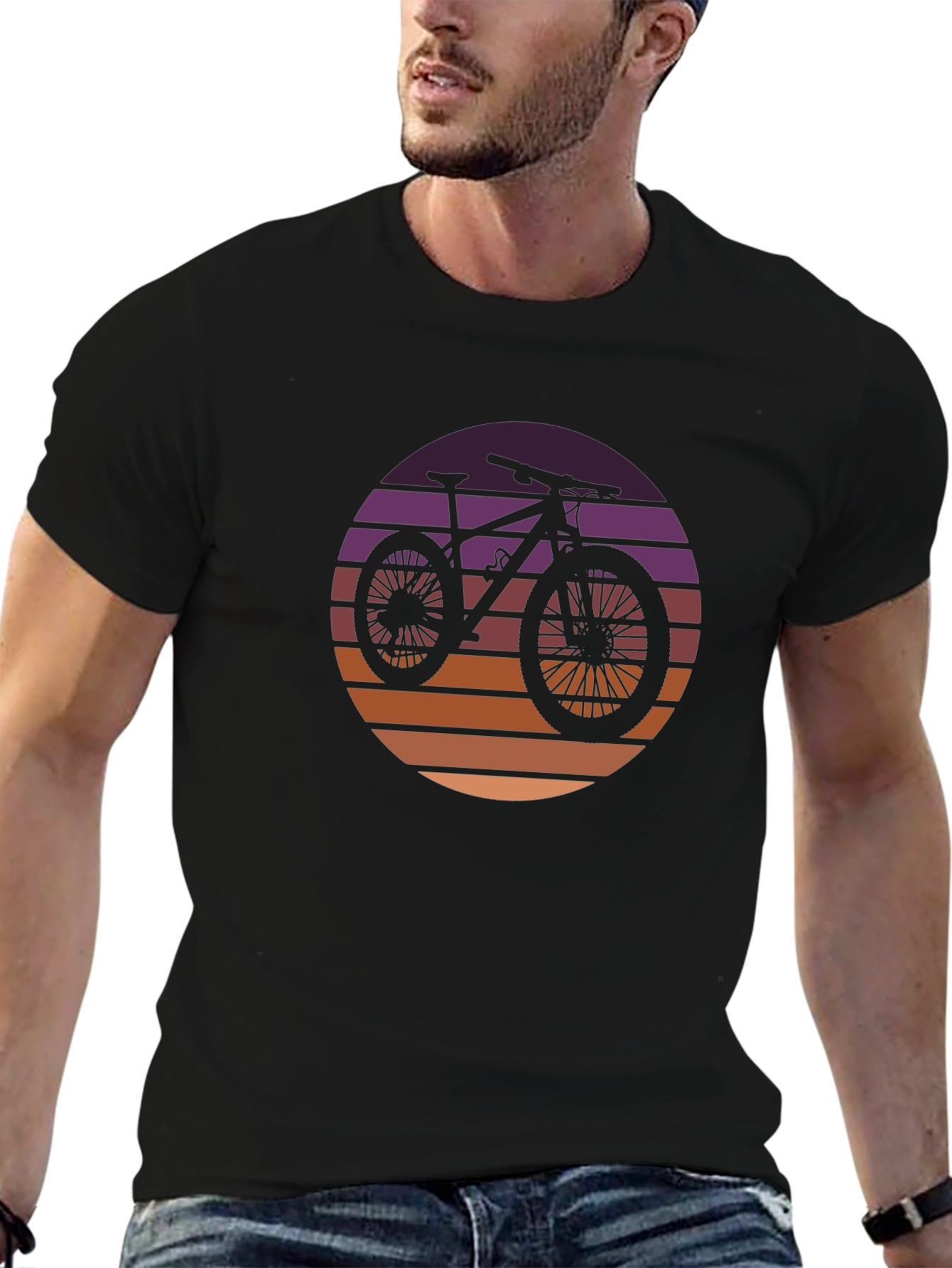 Black Sunset Bike Graphic Tee - Stylish Casual Wear view 6
