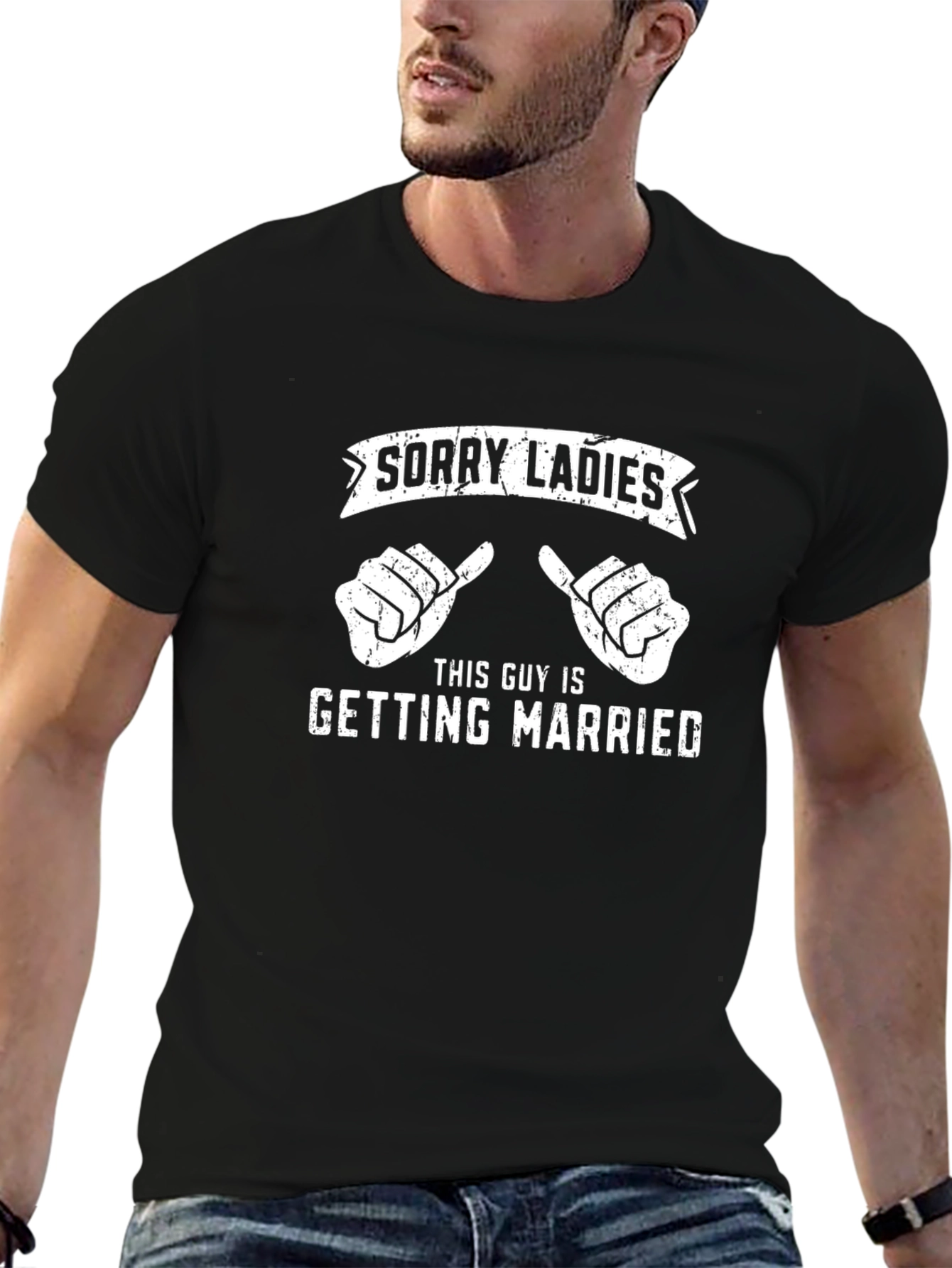 Black Funny Groom to be Black T-Shirt - Sorry Ladies! view 6