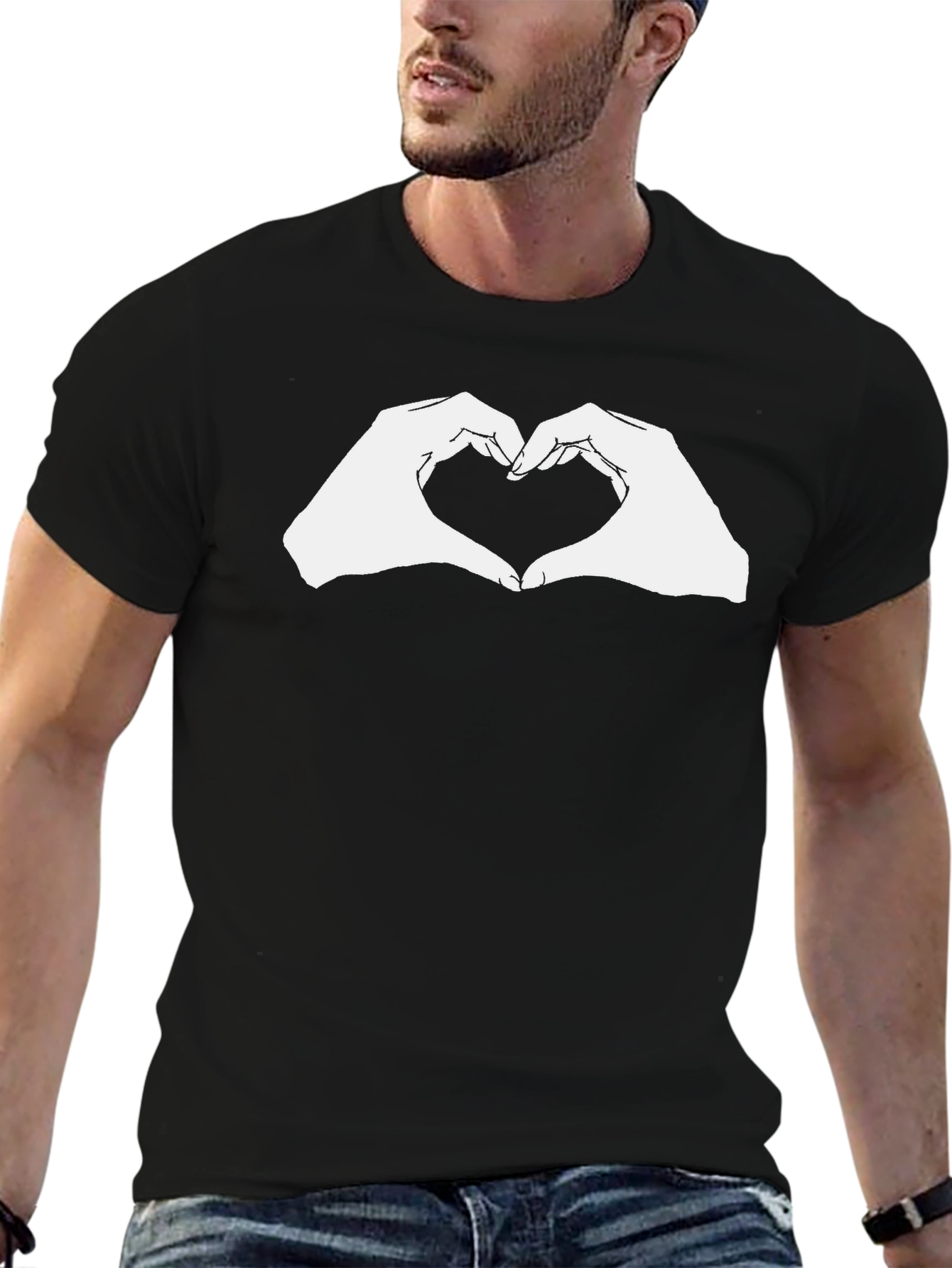 Black Heart Hands Black Cotton Graphic Tee view 6