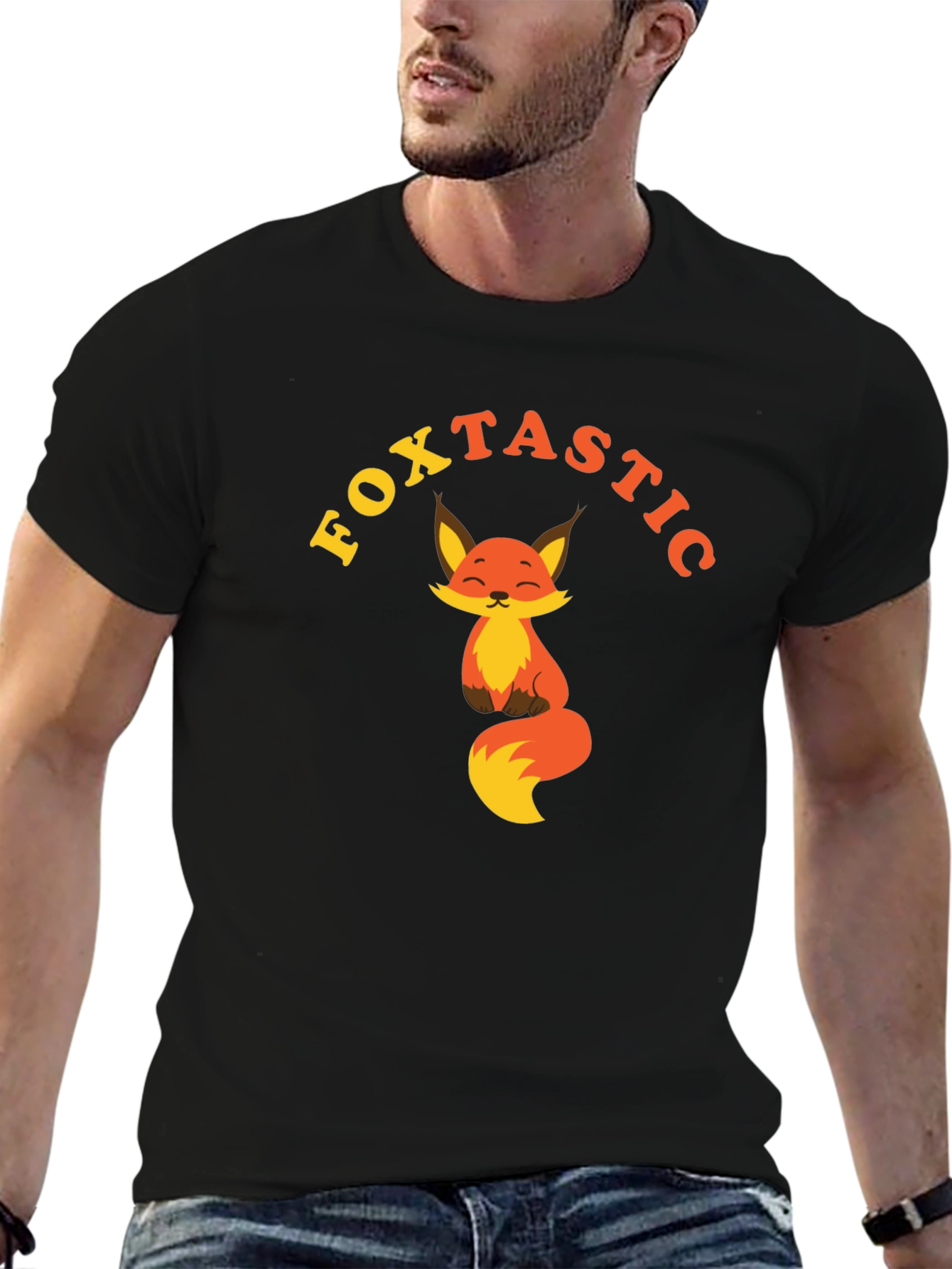 Black Foxtastic Graphic Tee - Cute Fox Design view 6
