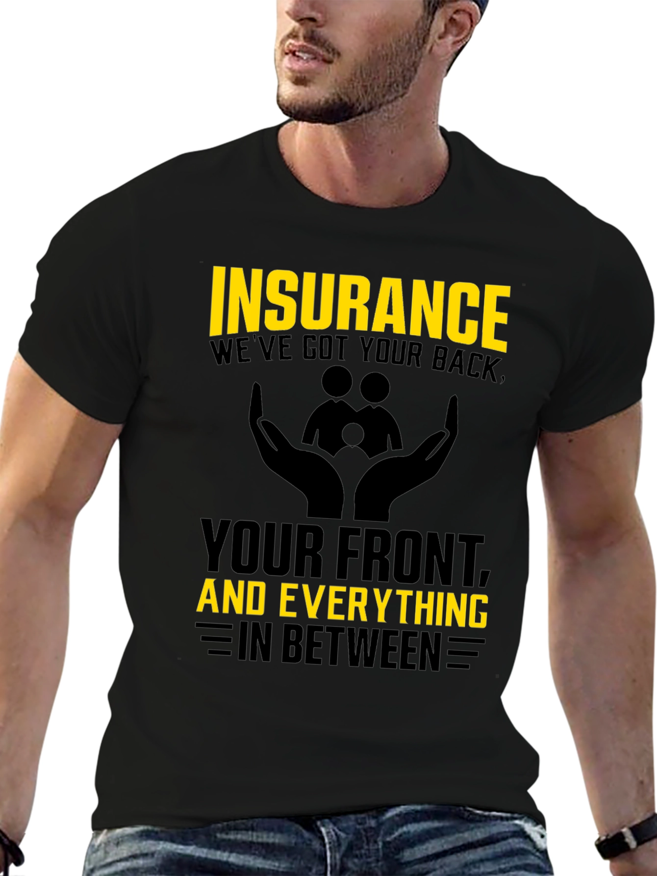 Black Insurance Coverage T-Shirt - We've Got Your Back! view 6