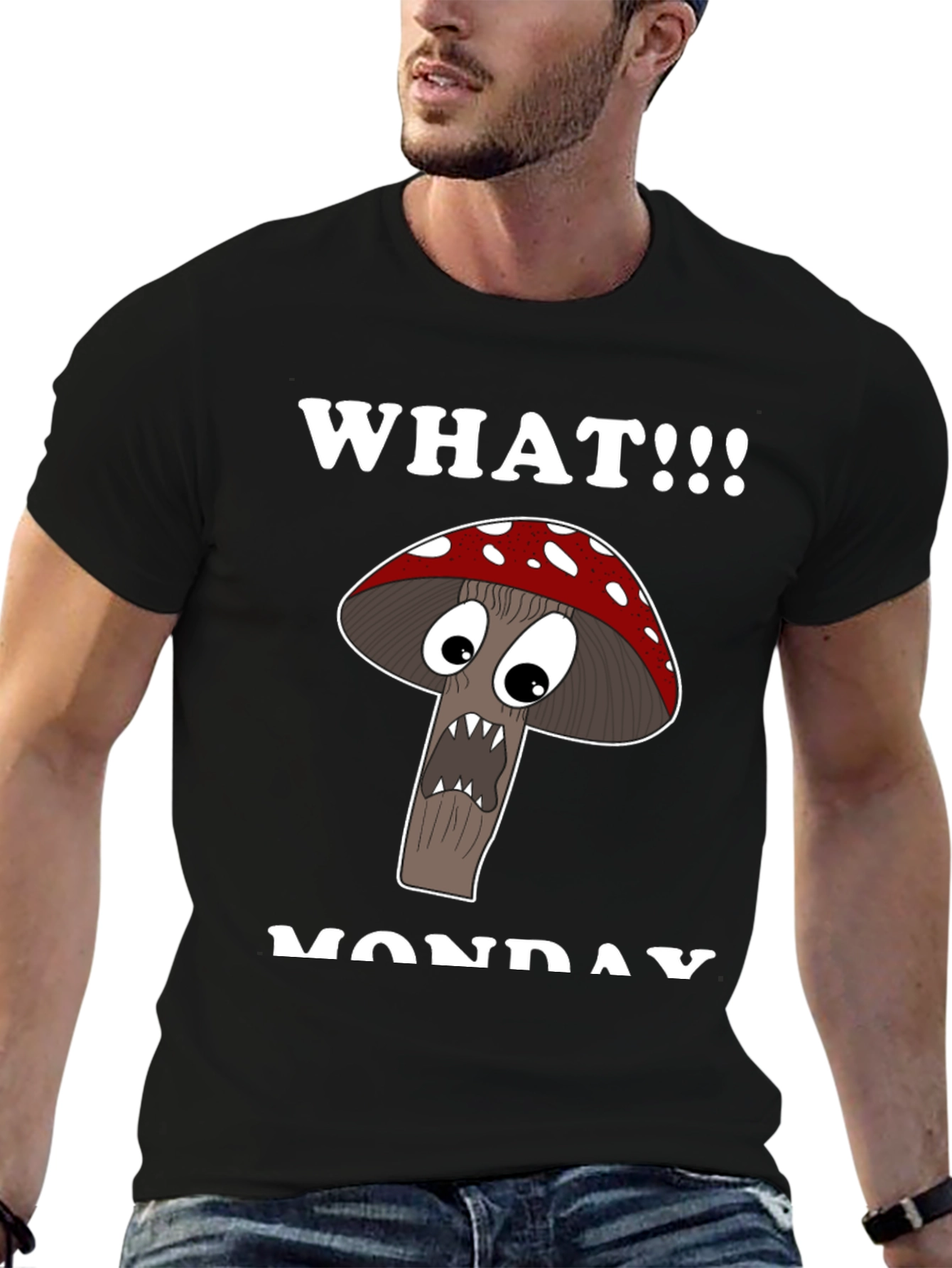 Black Funny Mushroom Monday T-Shirt view 6