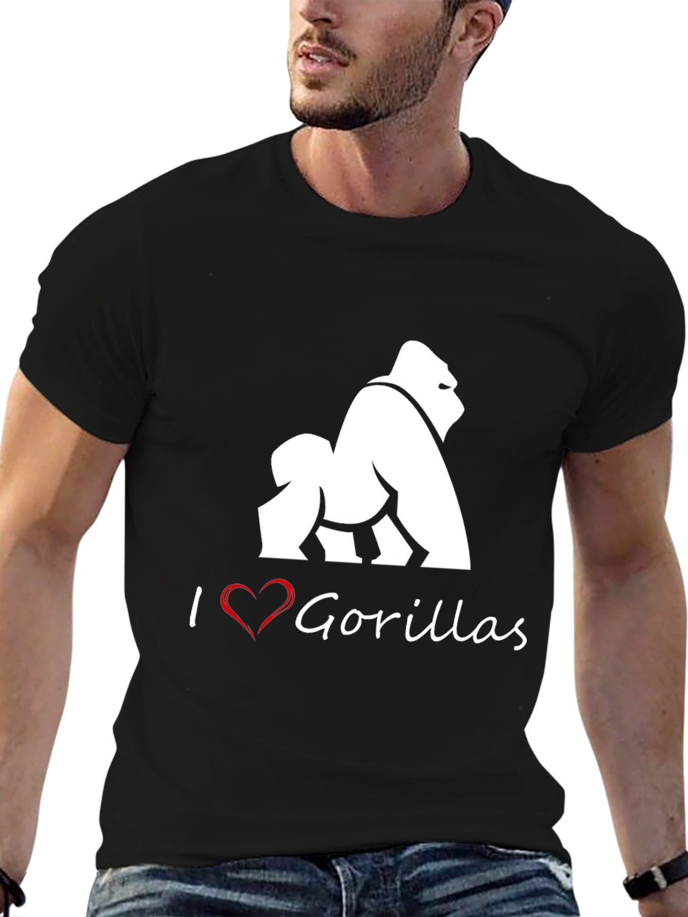 Black I Heart Gorillas Black T-Shirt view 6