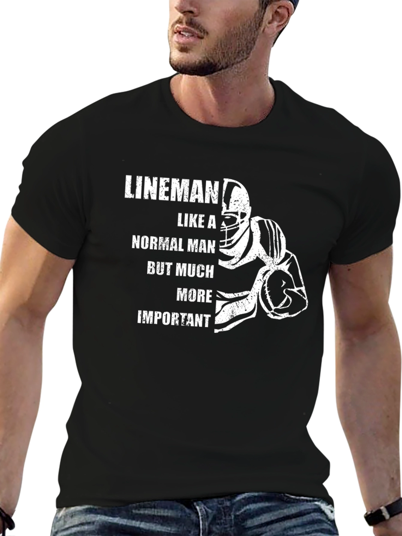 Black Lineman Graphic Tee - Football Fan Apparel view 6