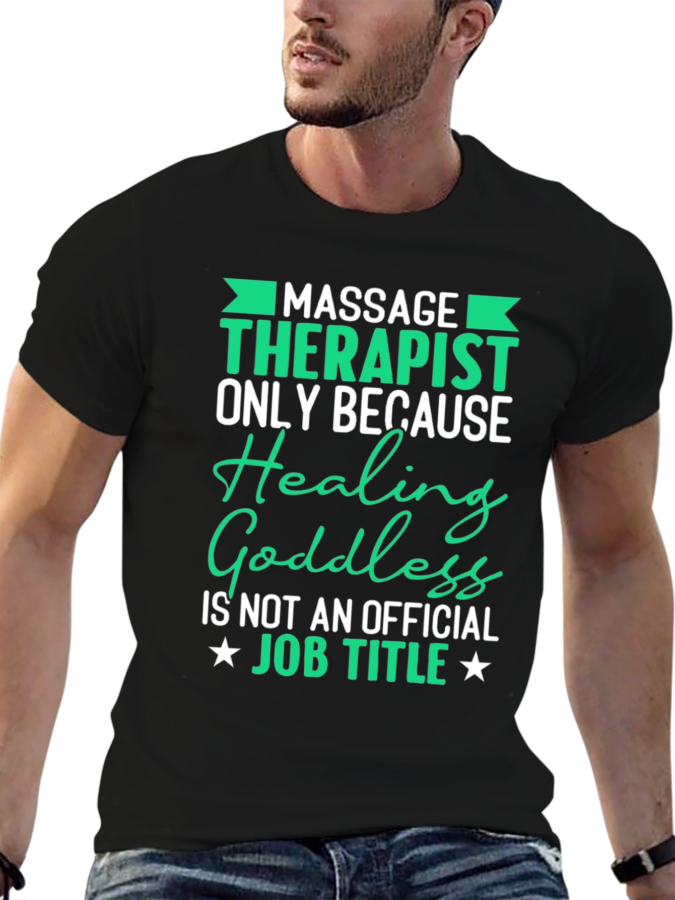 Black Massage Therapist Graphic T-Shirt view 6