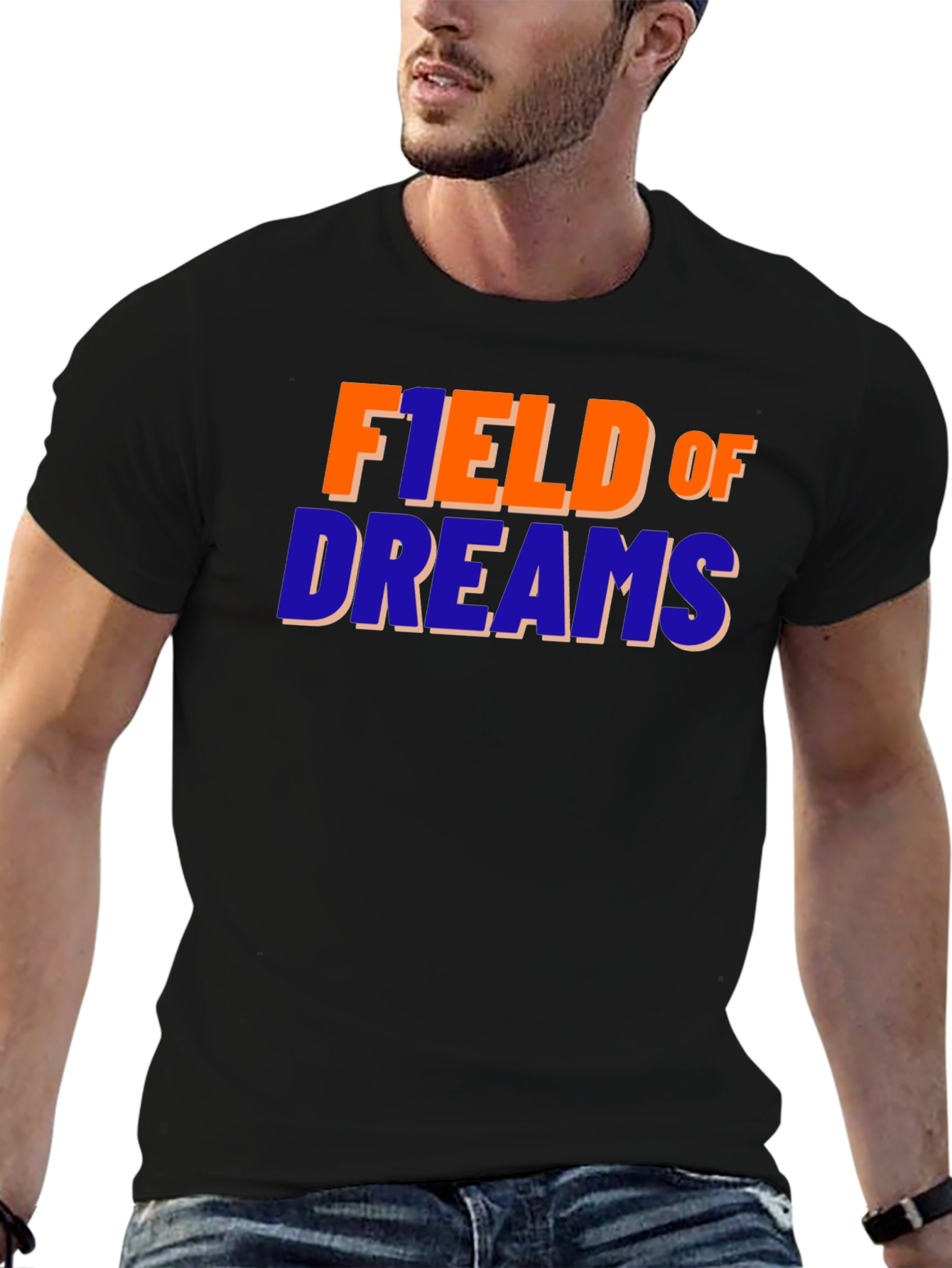 Black Field of Dreams Graphic T-Shirt - Retro Style view 6