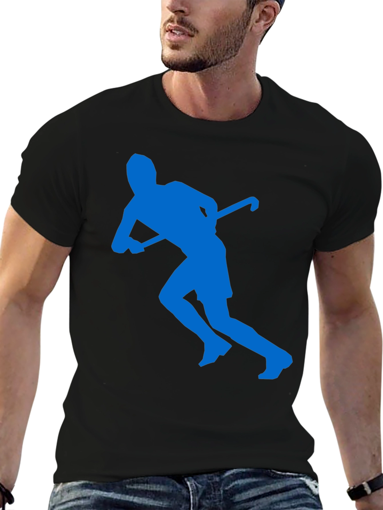Black Hockey Player Graphic T-Shirt view 6