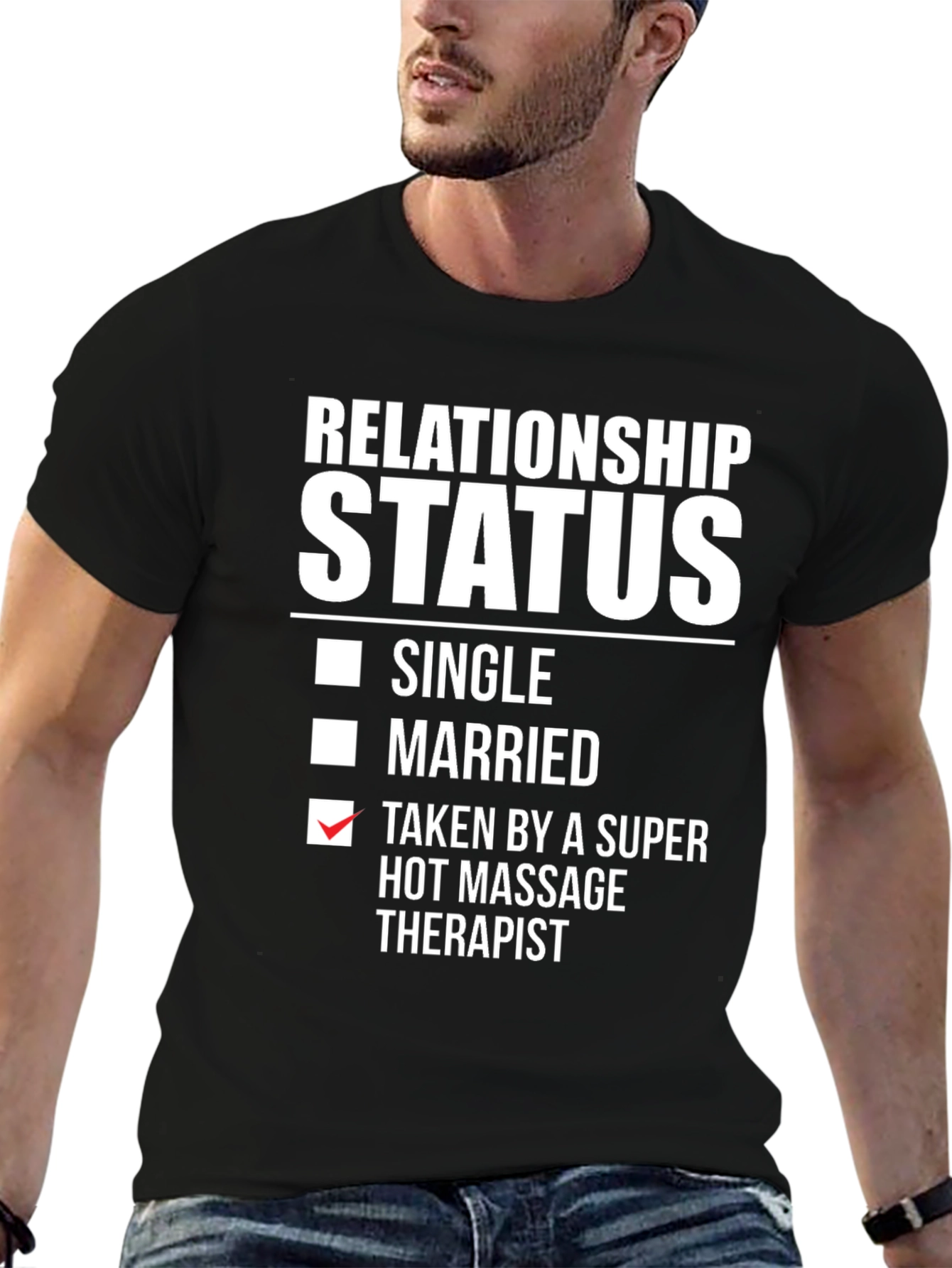 Black Relationship Status Massage Therapist T-Shirt view 6