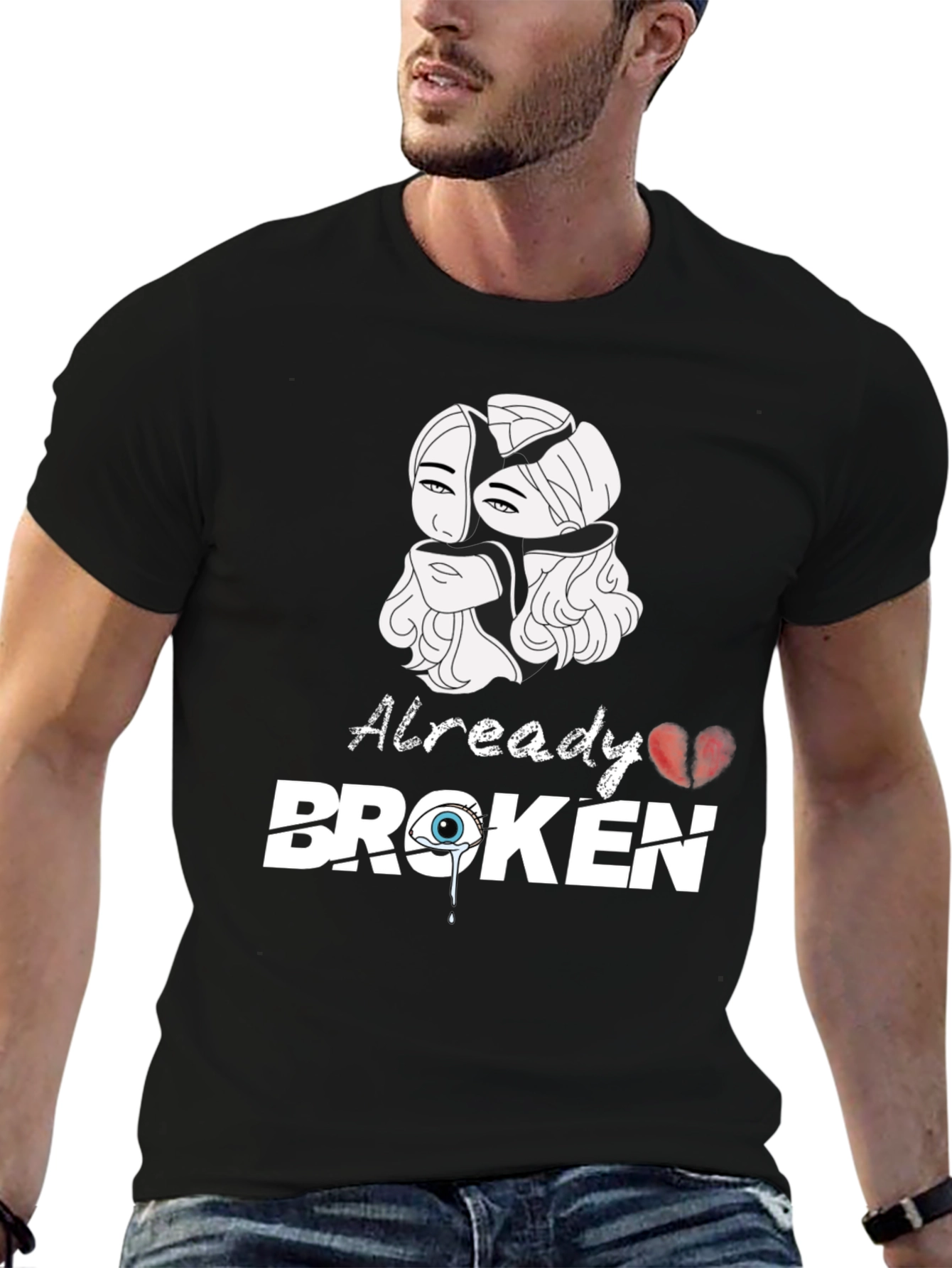 Black Already Broken Graphic Tee view 6