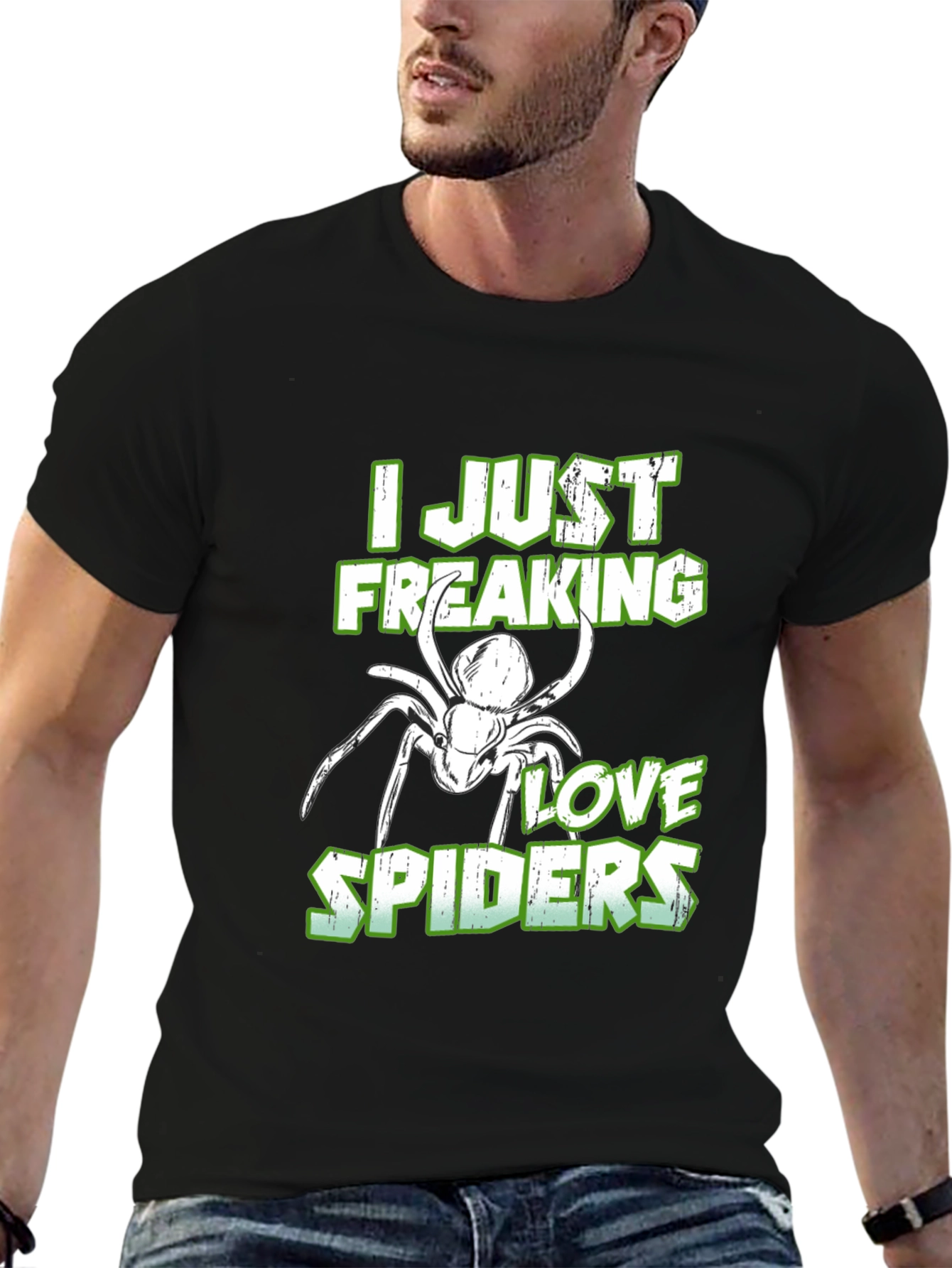 Black I Just Freaking Love Spiders T-Shirt view 6